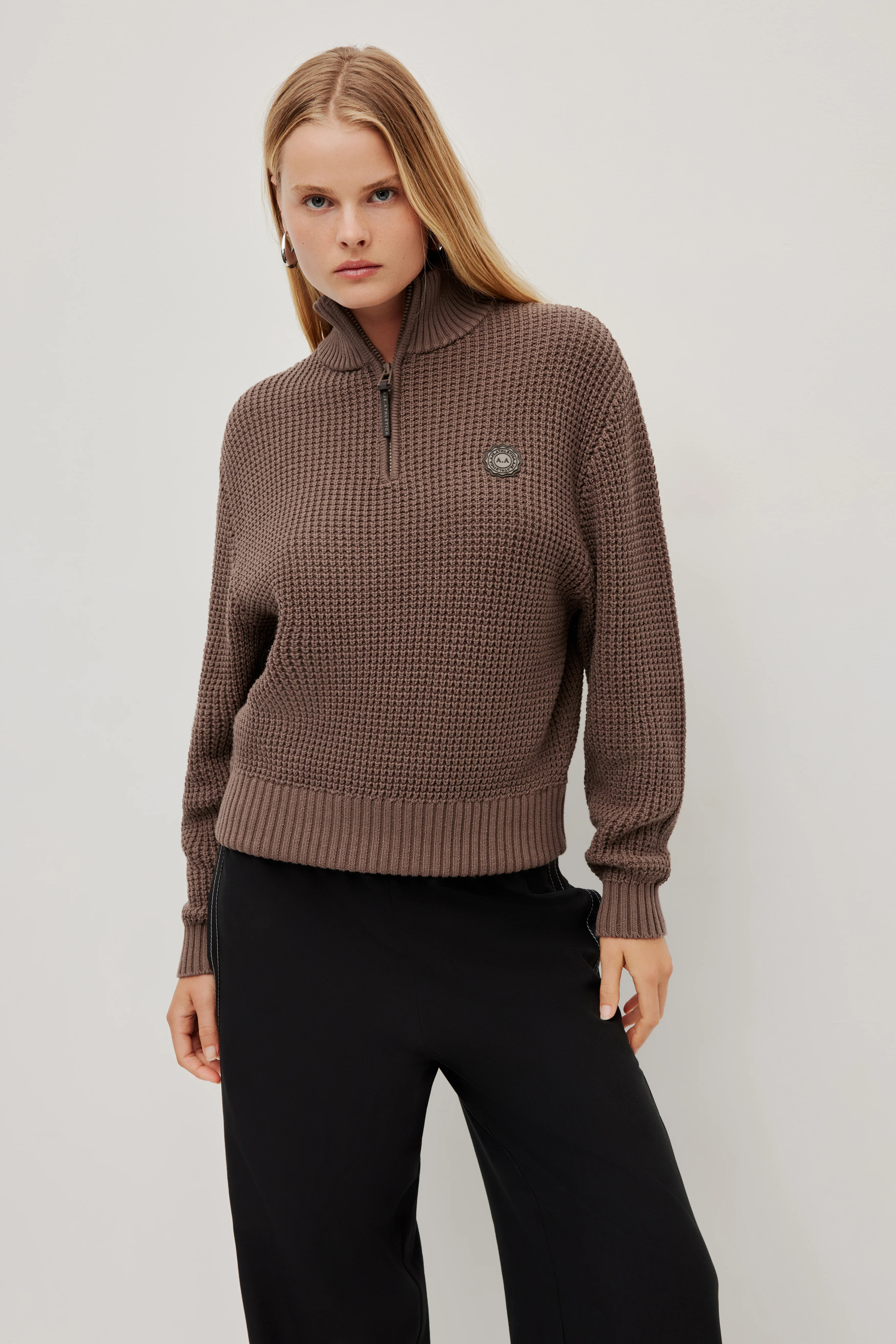 1/4 Zip Waffle Knit Jumper - Image 3