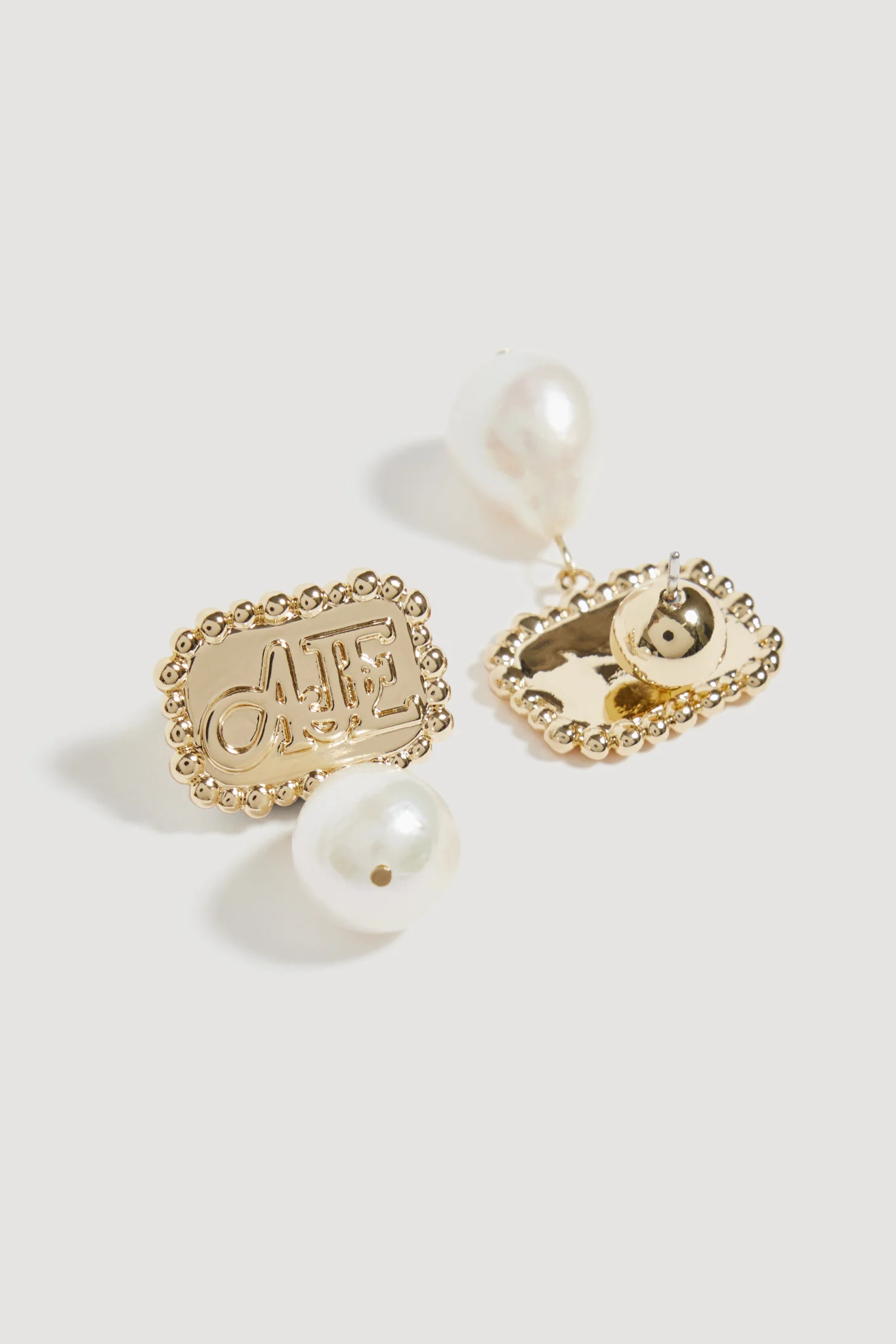 Aestra Pearl Drop Logo Earring - Image 2