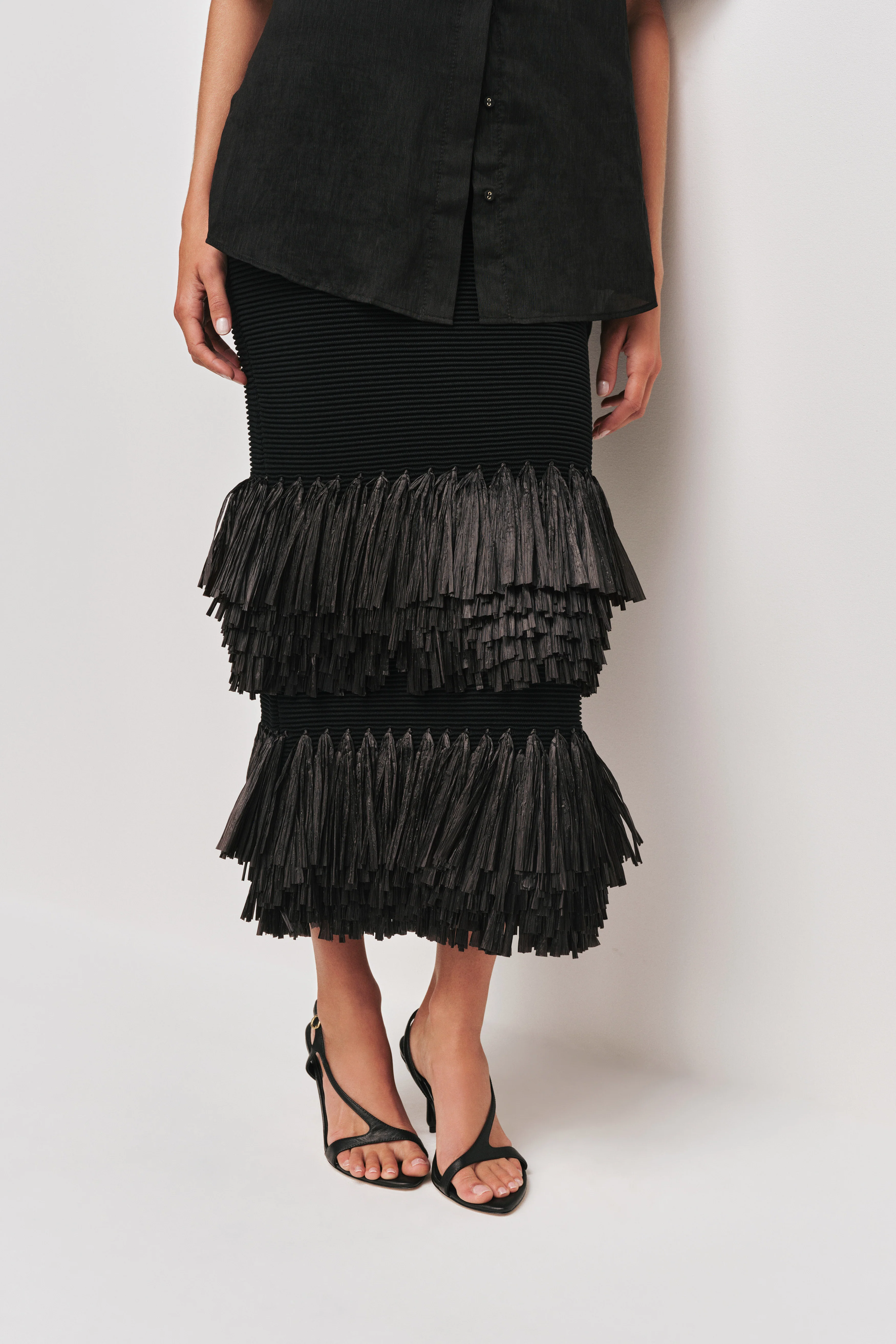 Agave Knit Raffia Midi Skirt - Image 6