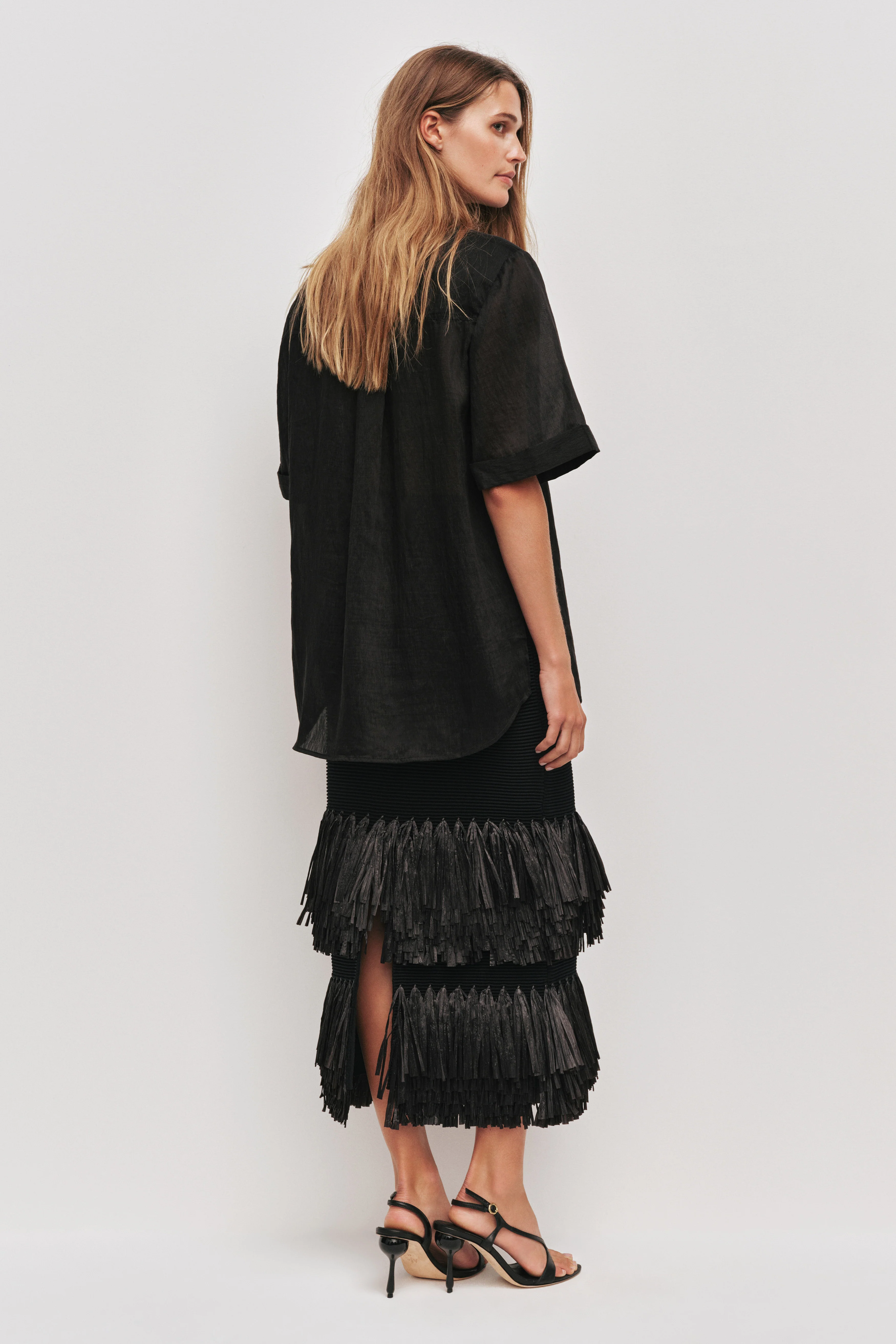 Agave Knit Raffia Midi Skirt - Image 8