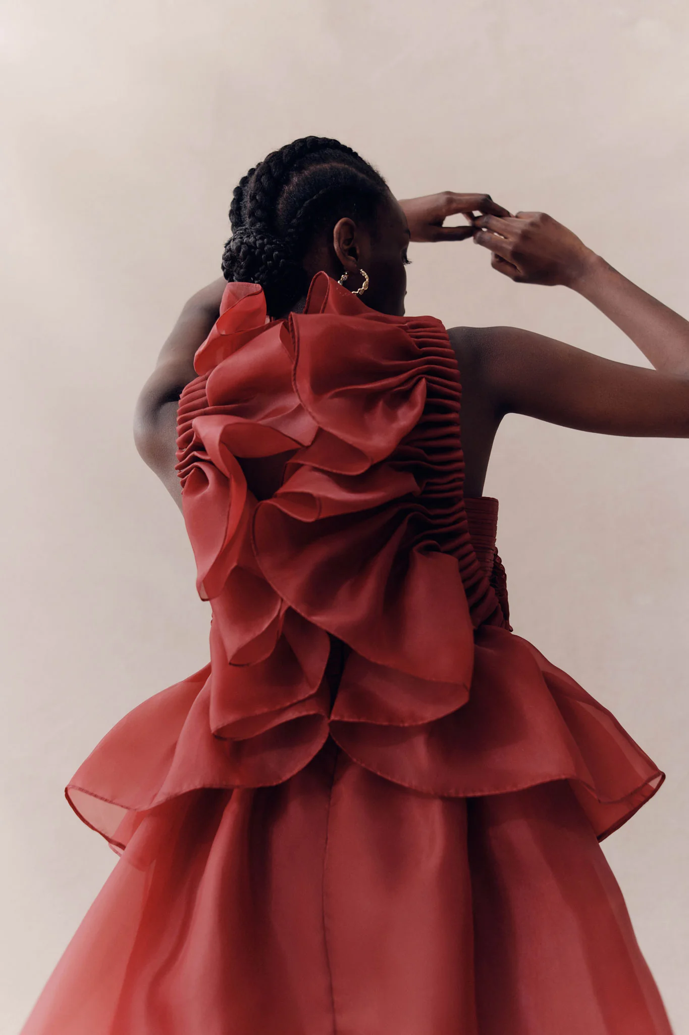 Asra Pleated Frill Midi Dress - Image 8