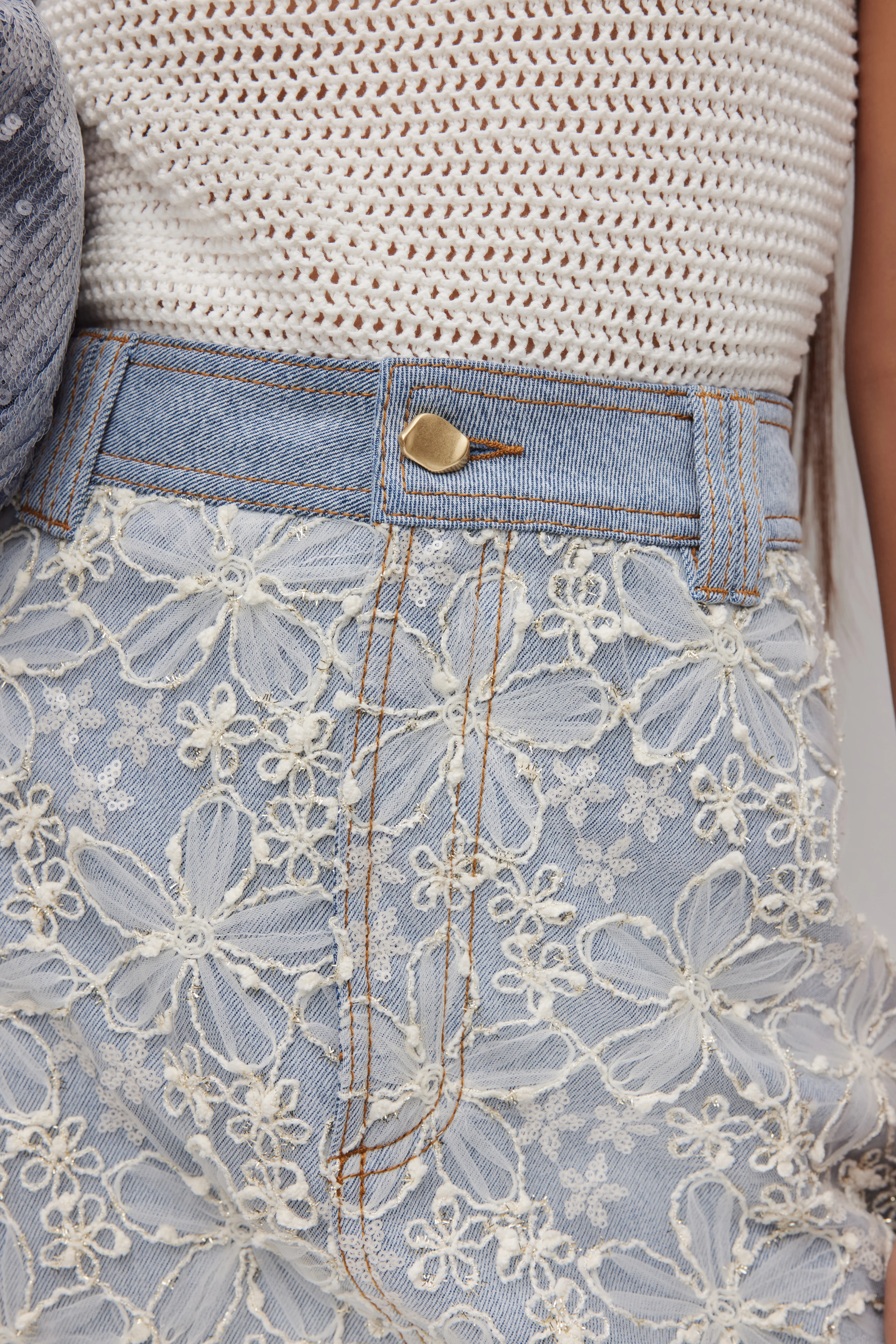 Bloom Lace Denim Skirt - Image 4