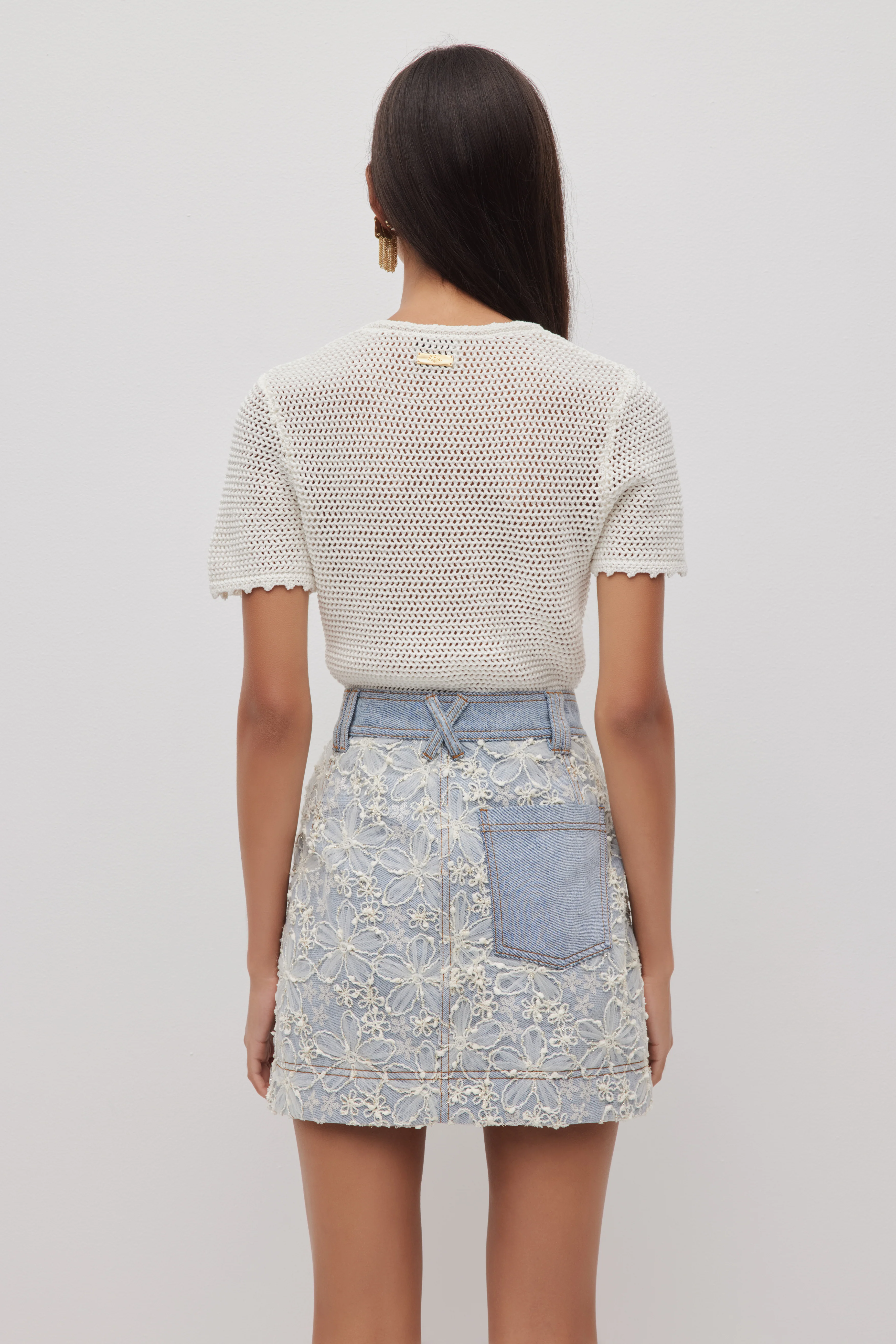 Bloom Lace Denim Skirt - Image 6