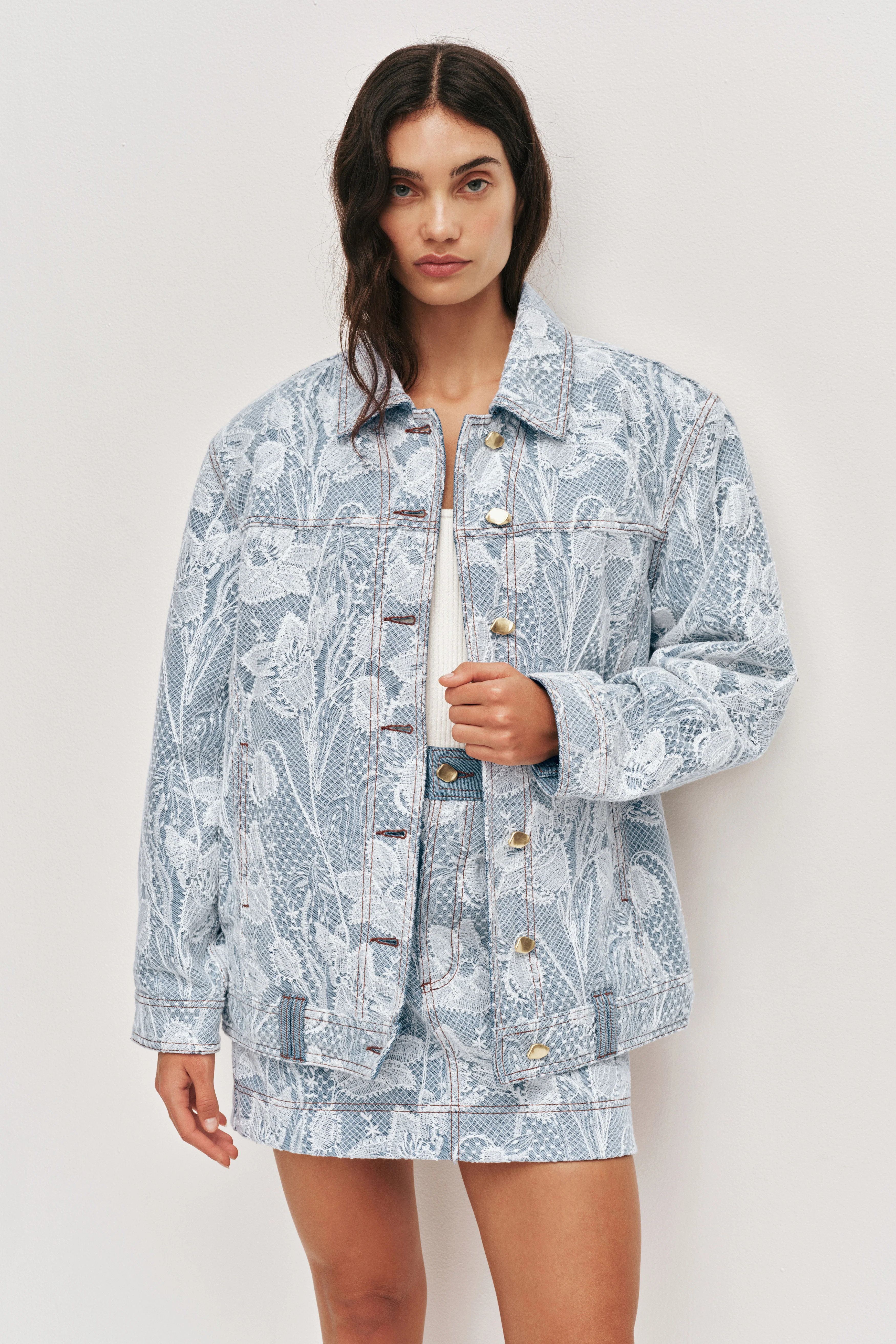 Blossom Lace Denim Jacket - Image 3