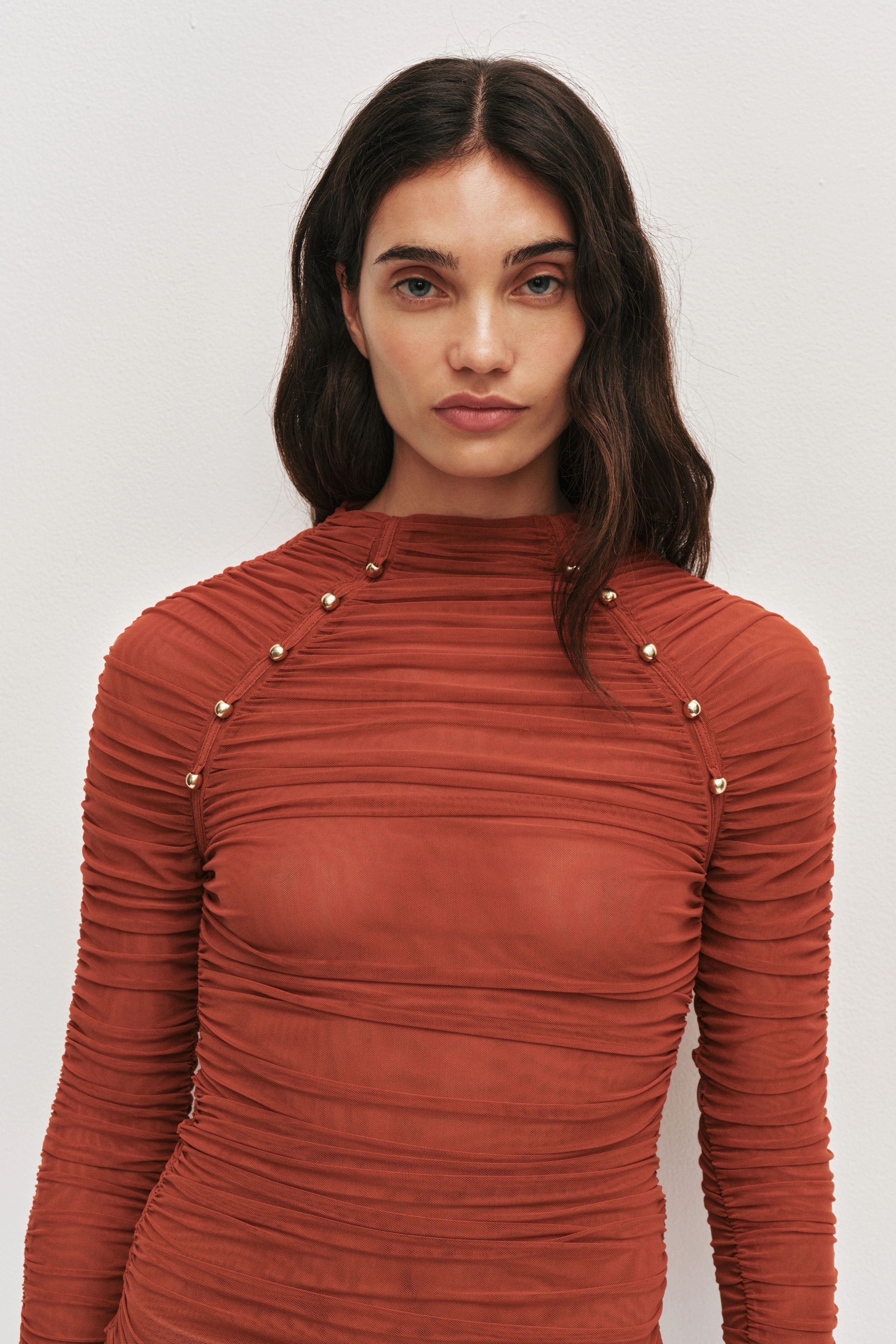 Carline Gathered Mesh Top - Image 4