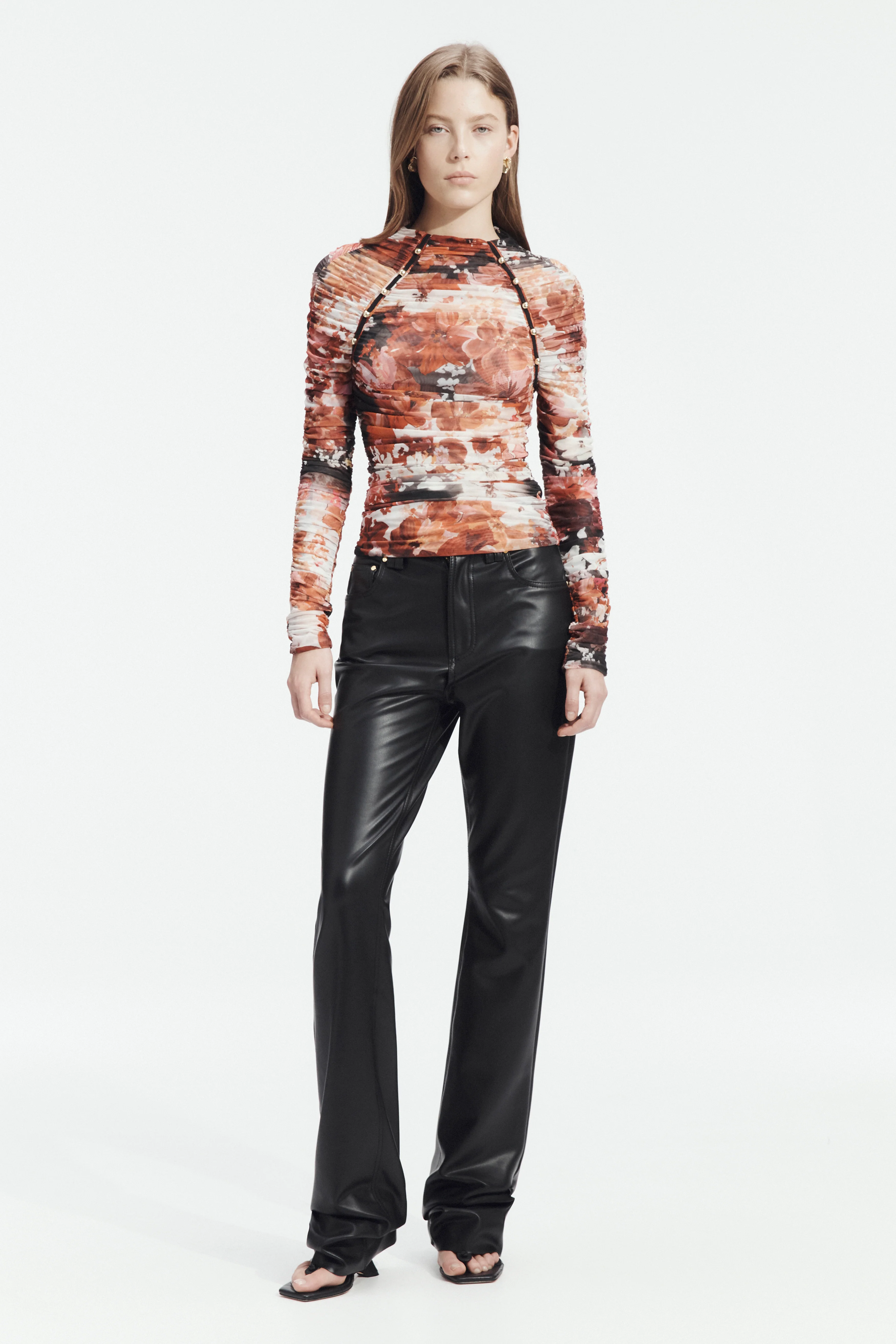Carline Gathered Mesh Top