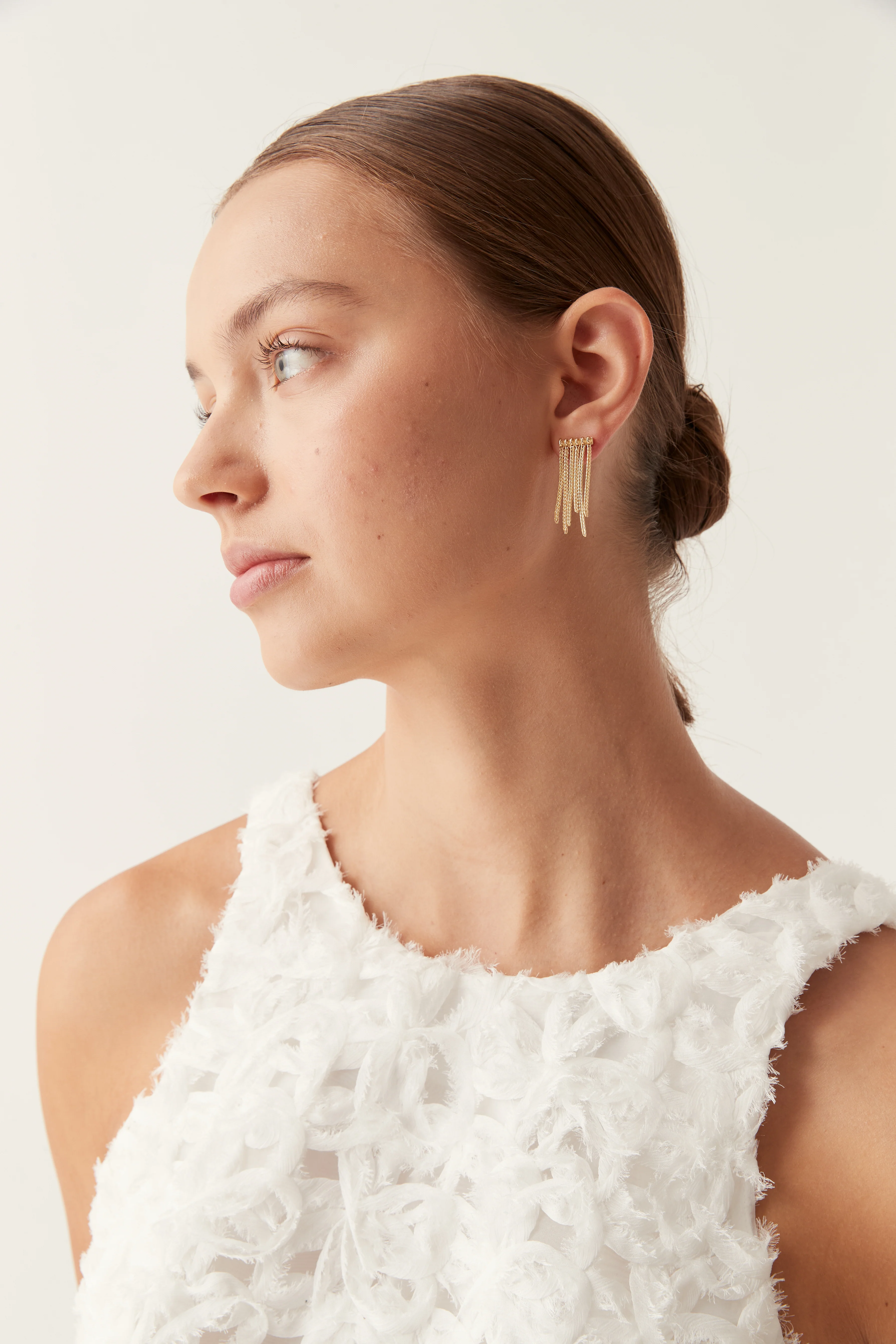 Chevron Drop Chain Earring - Image 2