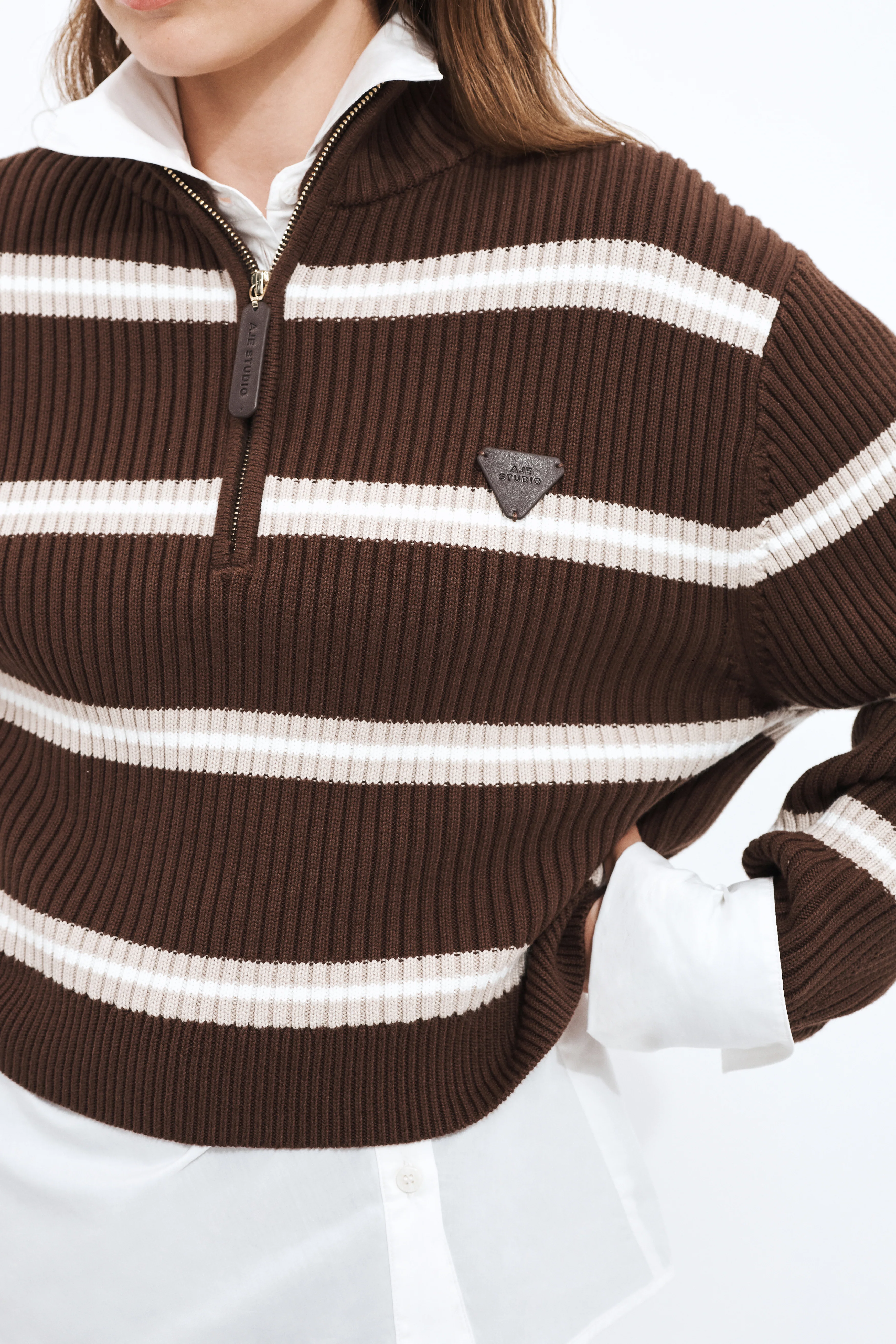 Clara 1/4 Zip Stripe Jumper - Image 4