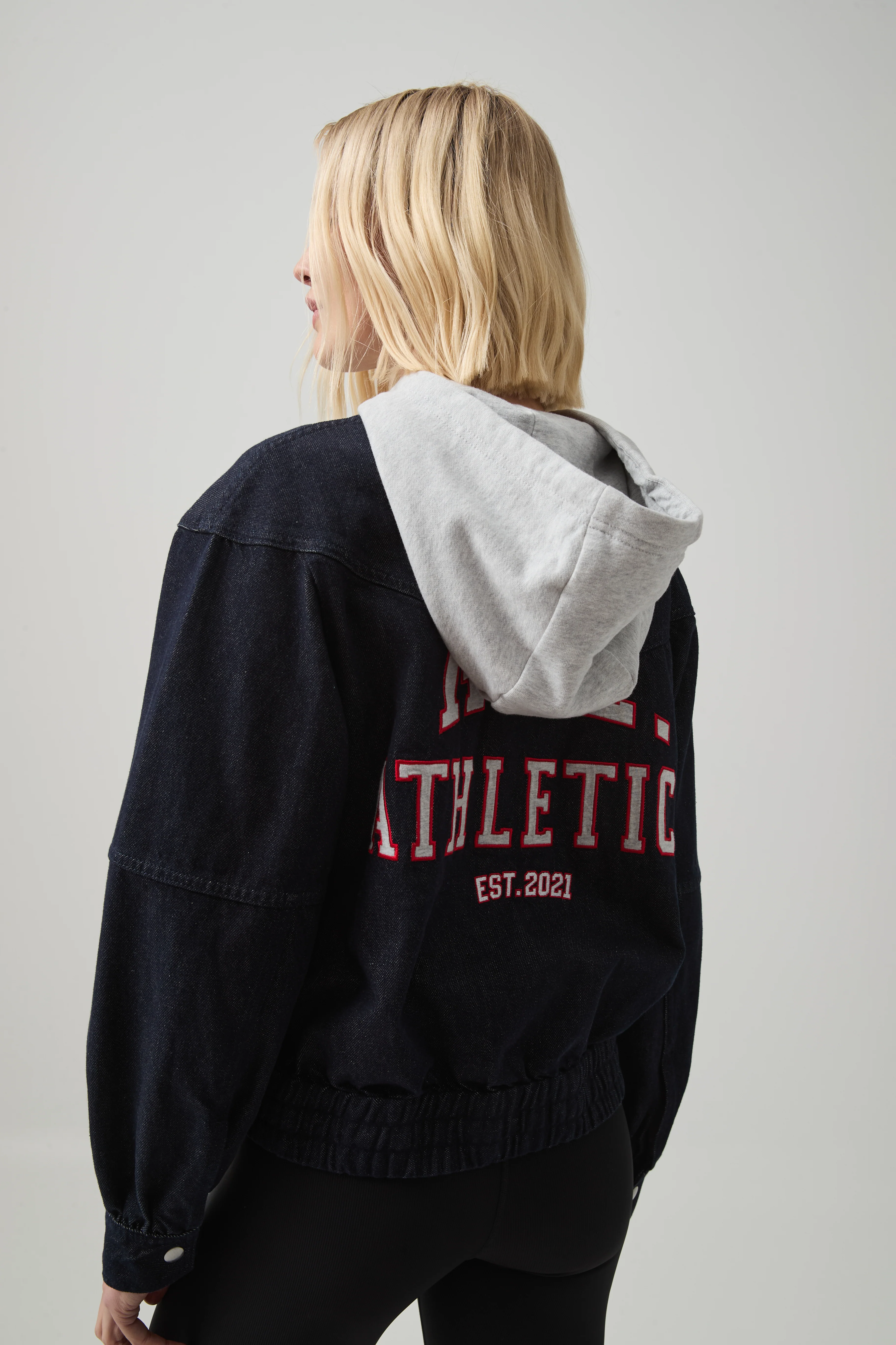 Cropped Hooded Denim Jacket - Image 6
