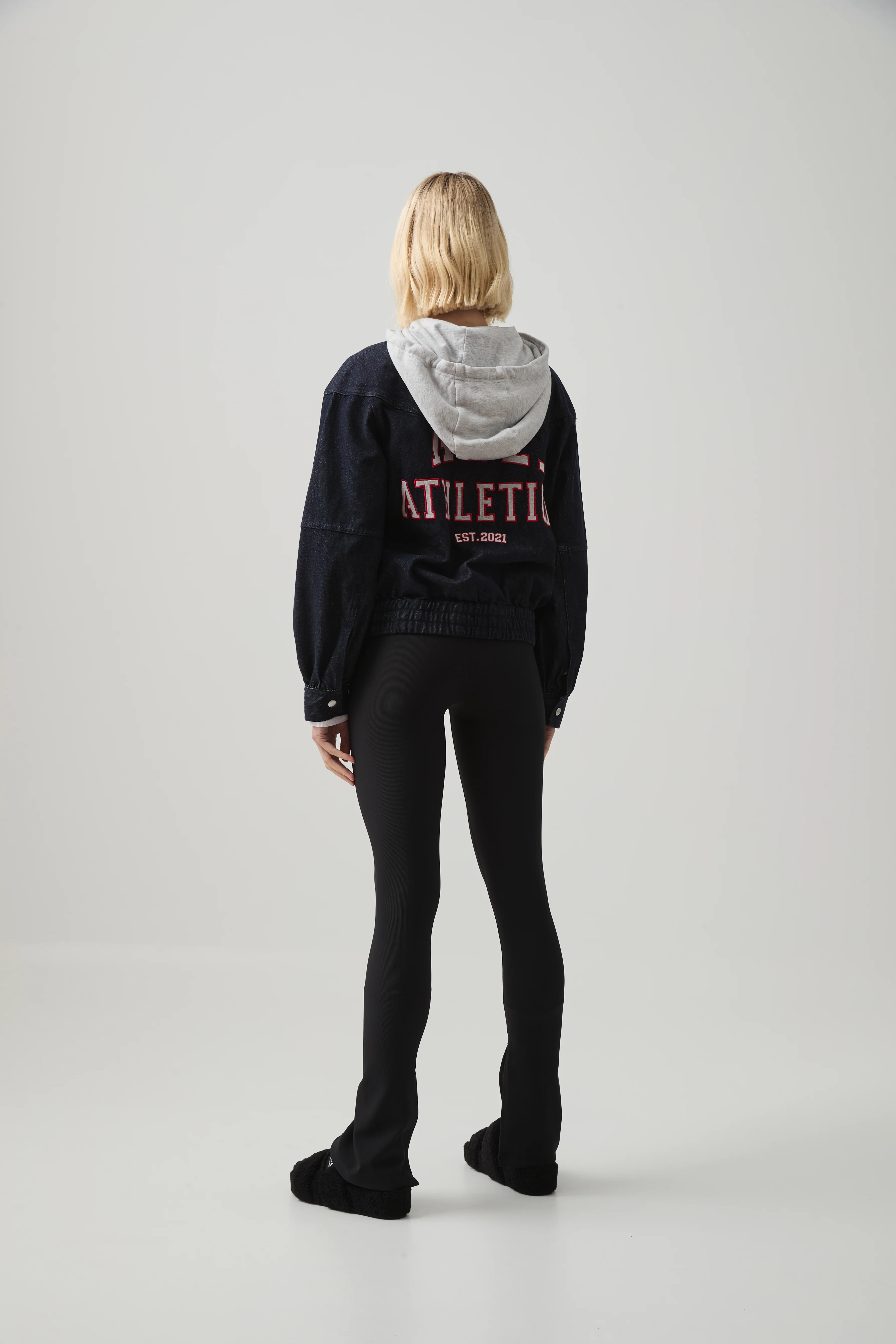 Cropped Hooded Denim Jacket - Image 7