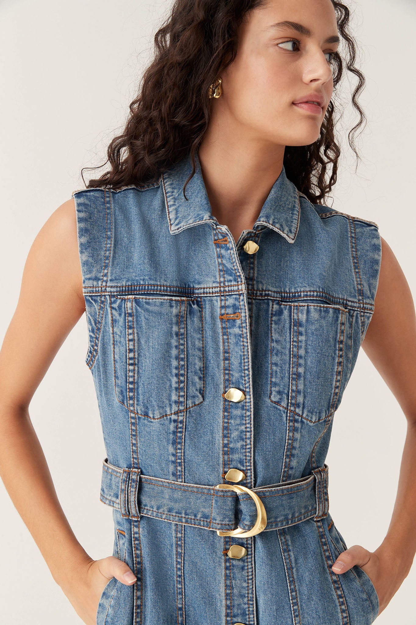 Darcie Denim Midi Dress - Image 3