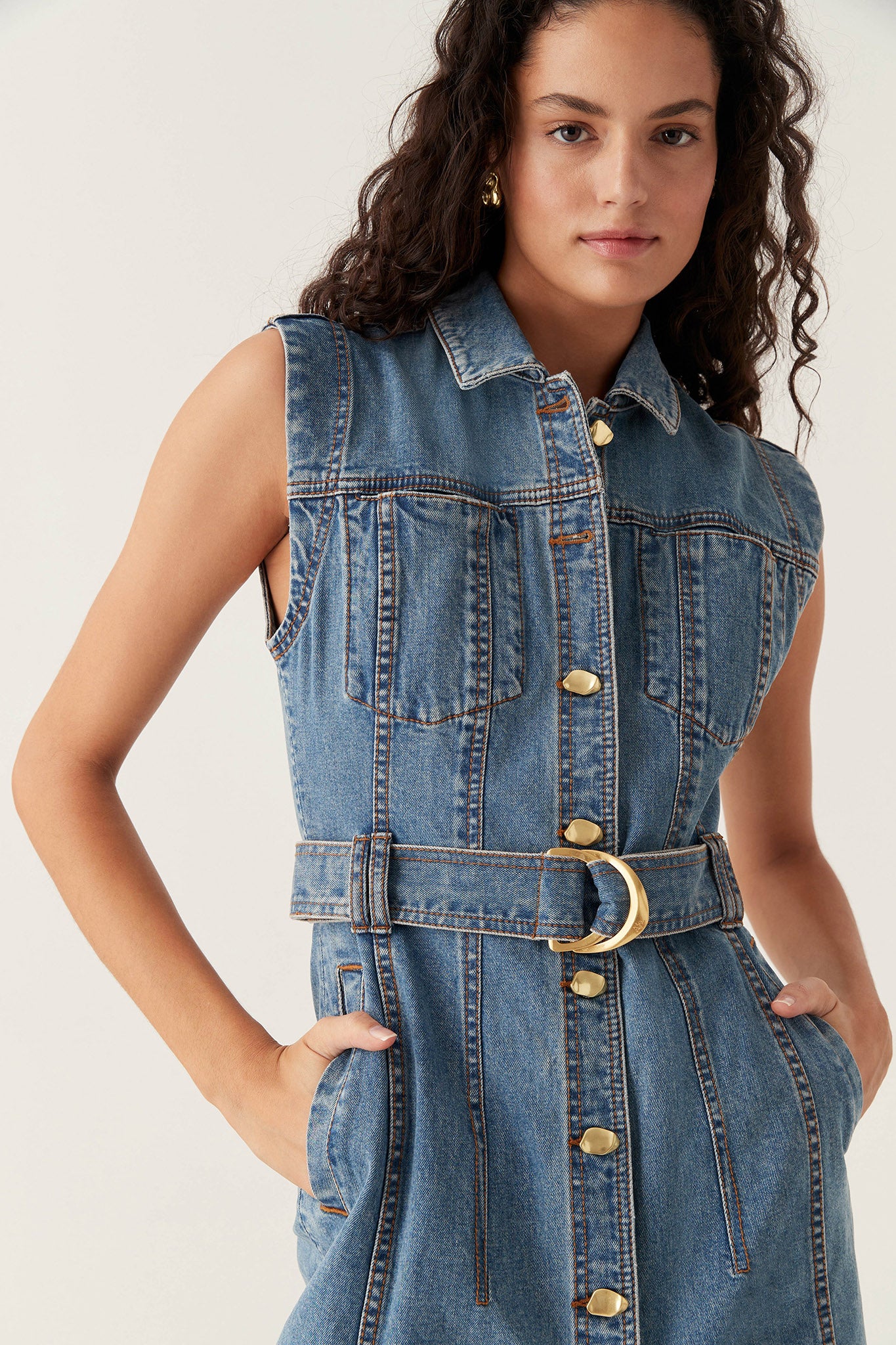 Darcie Denim Midi Dress - Image 4