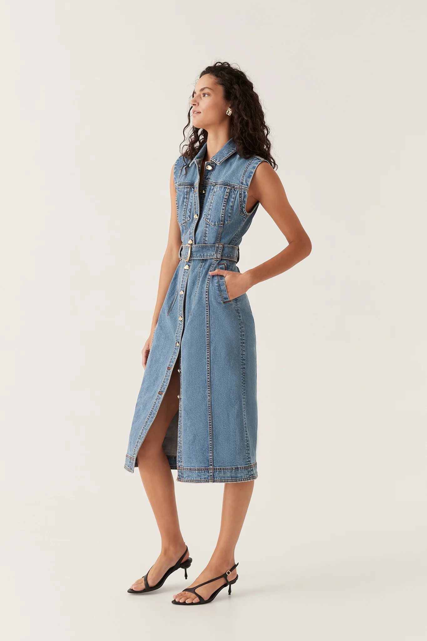 Darcie Denim Midi Dress - Image 5