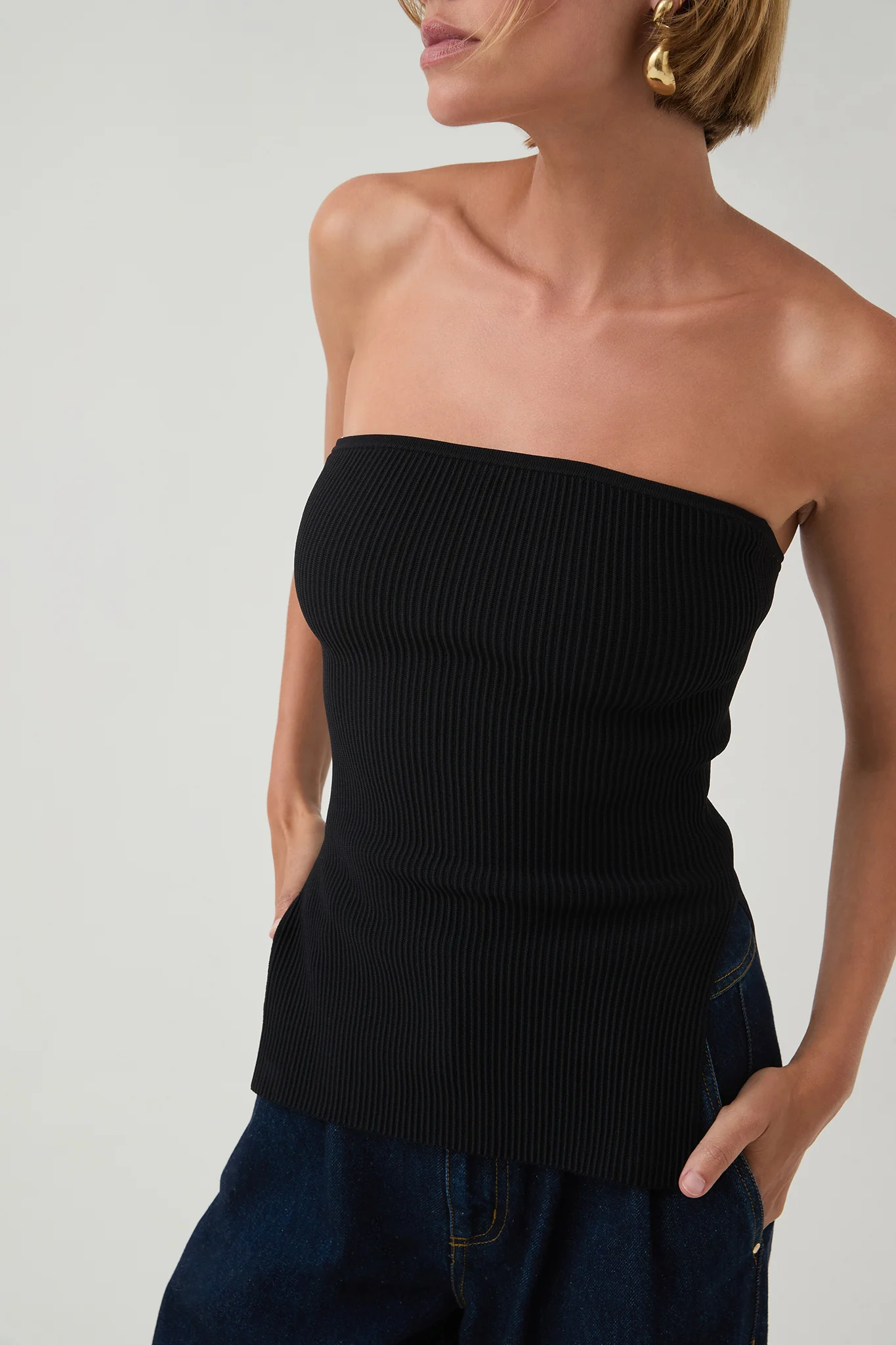 Deia Strapless Knit Top - Image 5