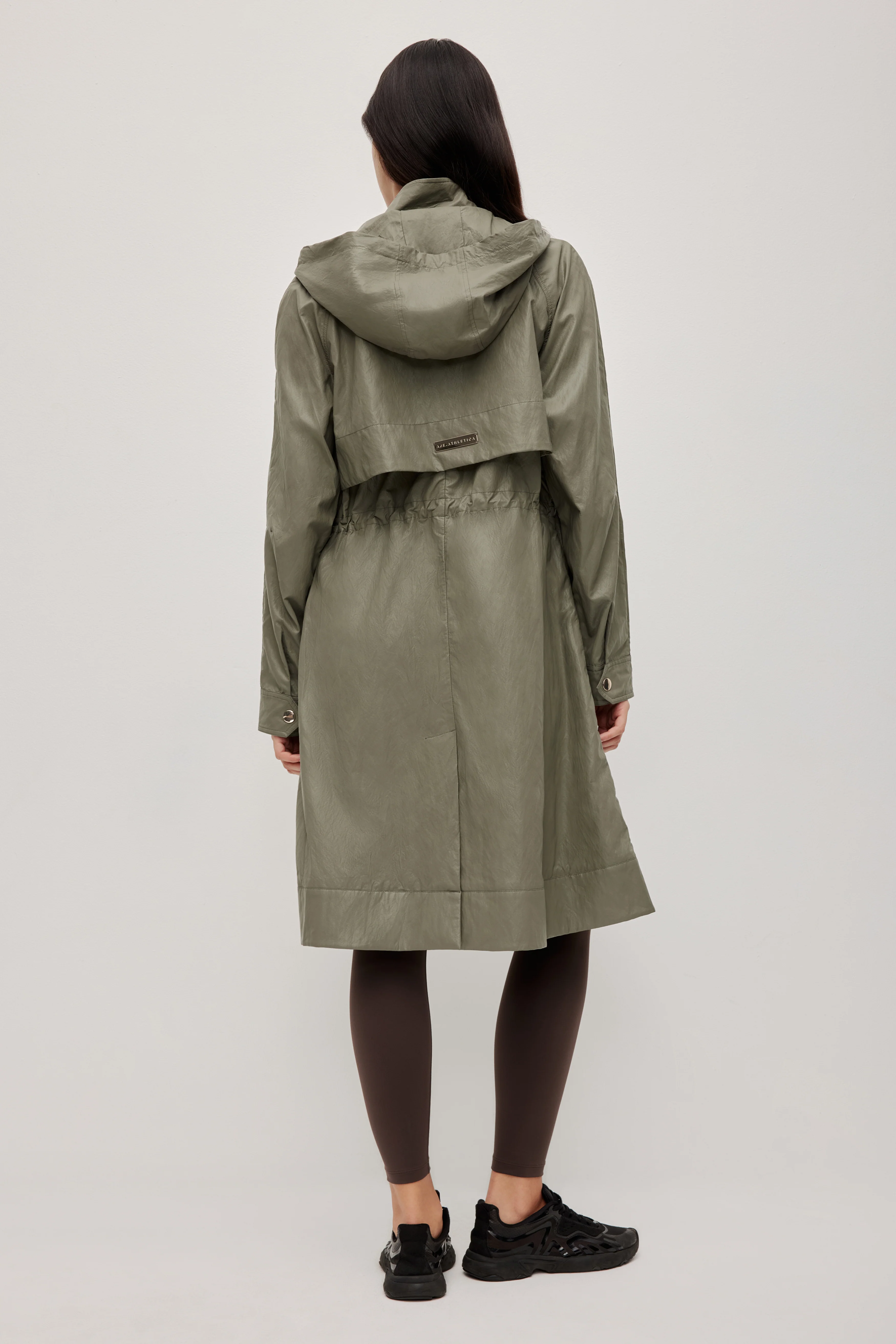 Drawcord Hooded Trench Coat - Image 5