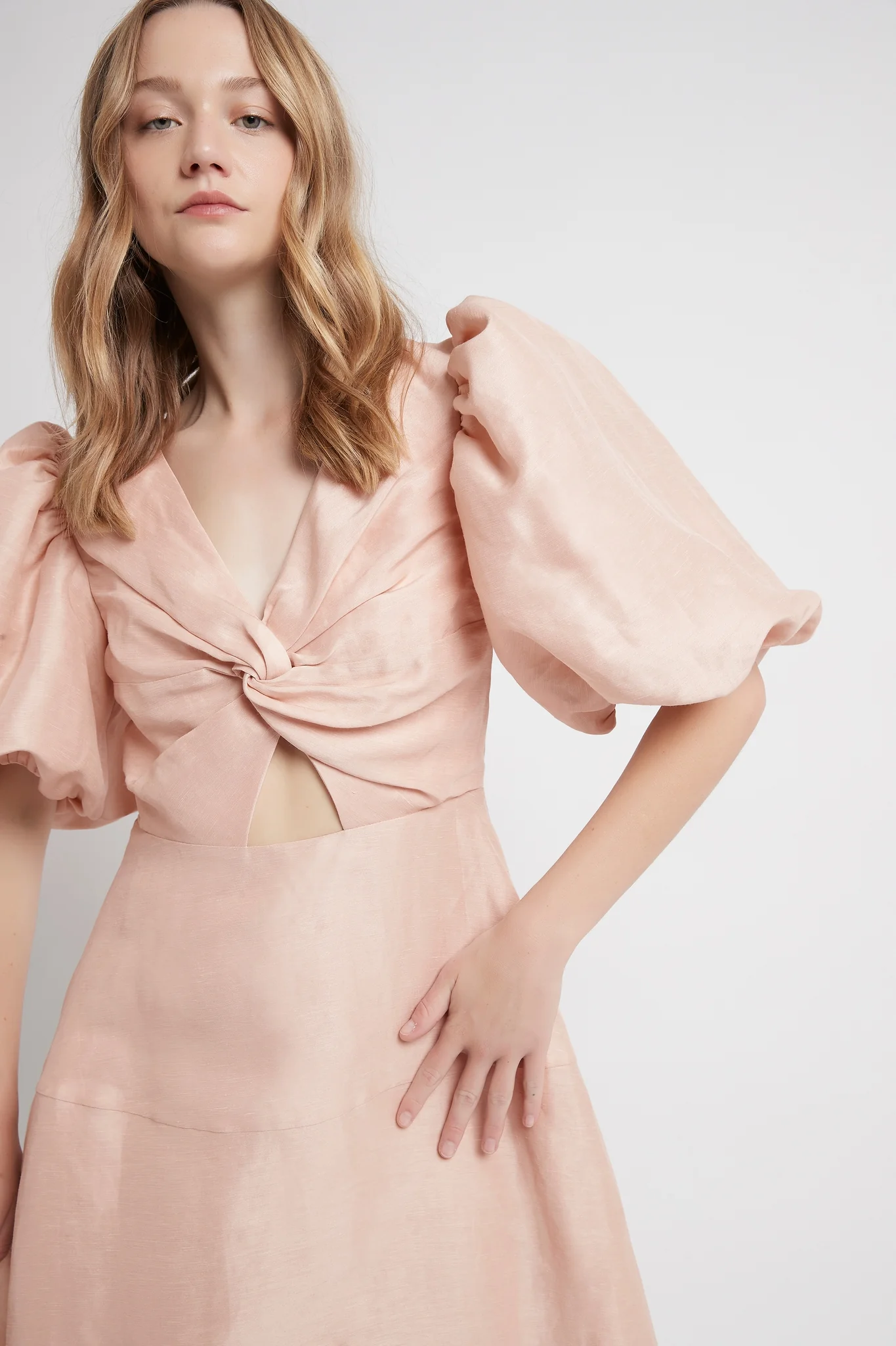 Dusk Knot Puff Sleeve Midi Dress - Image 4