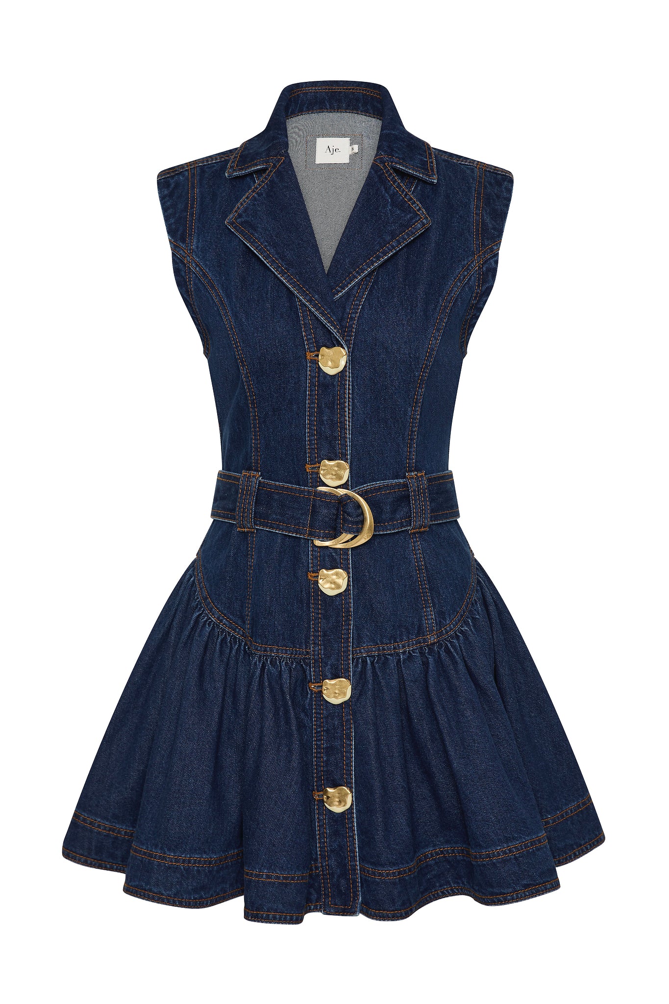 Elena Belted Denim Mini Dress - Image 2