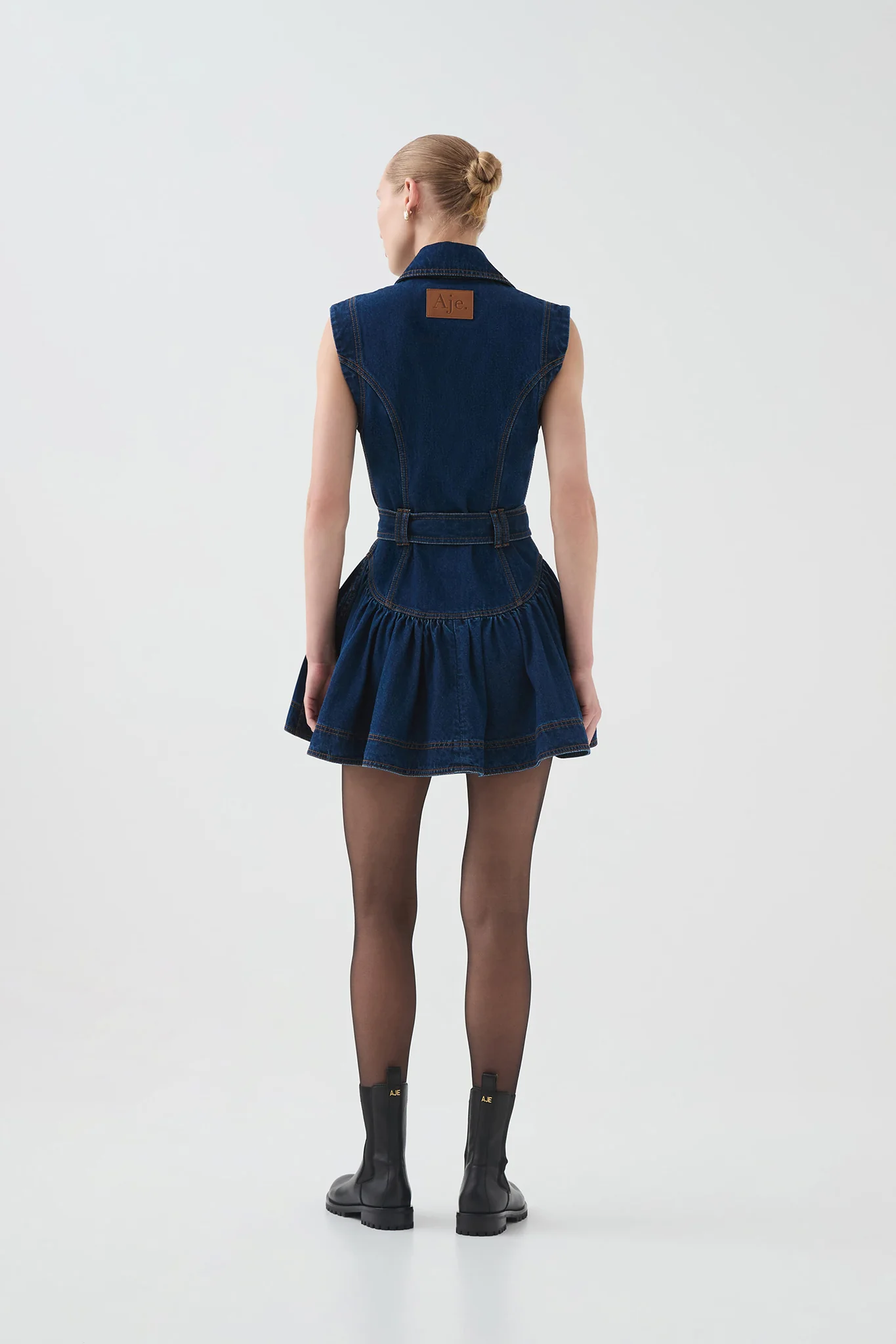 Elena Belted Denim Mini Dress - Image 7