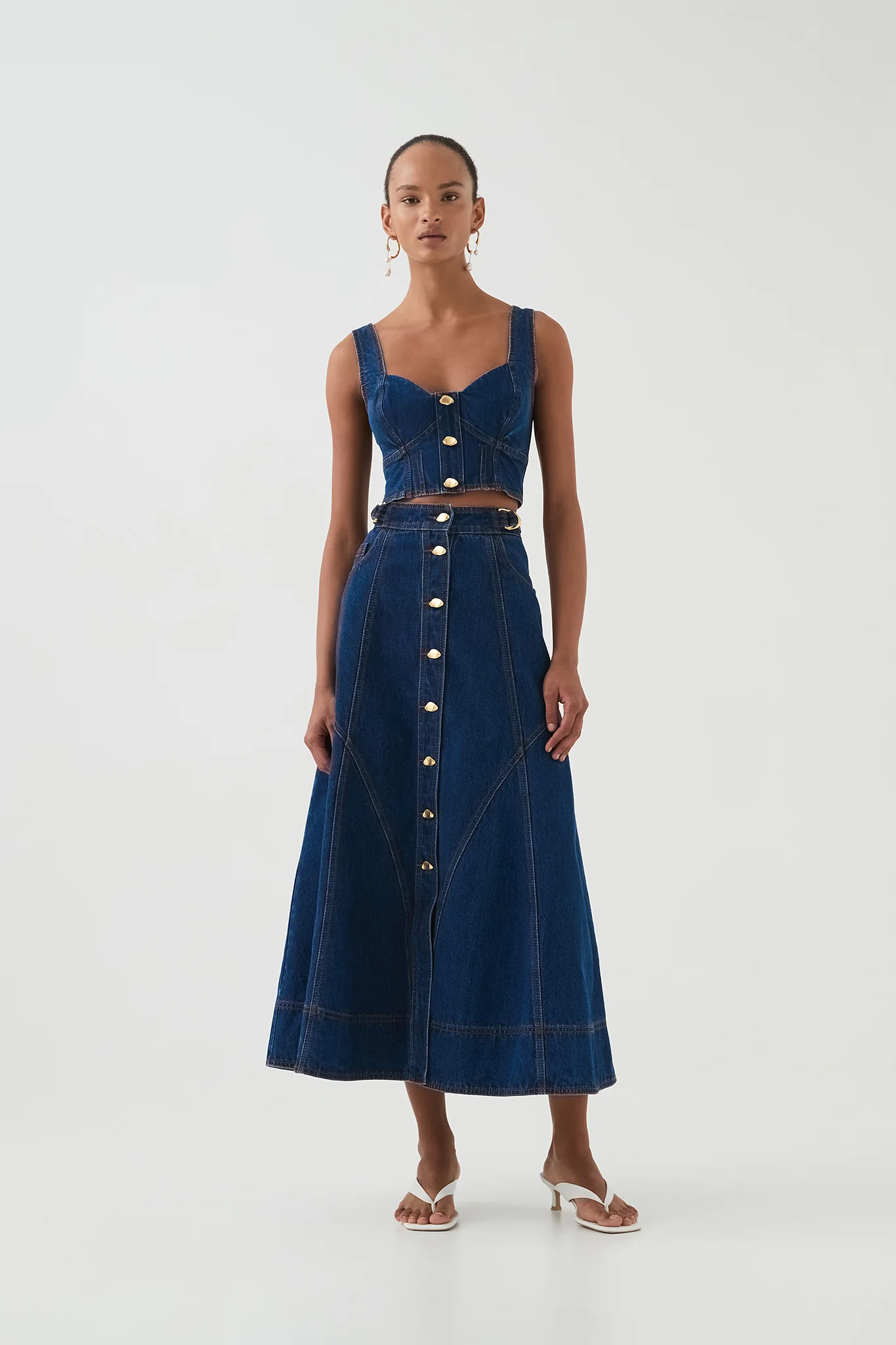 Elena Denim Cropped Bustier - Image 3