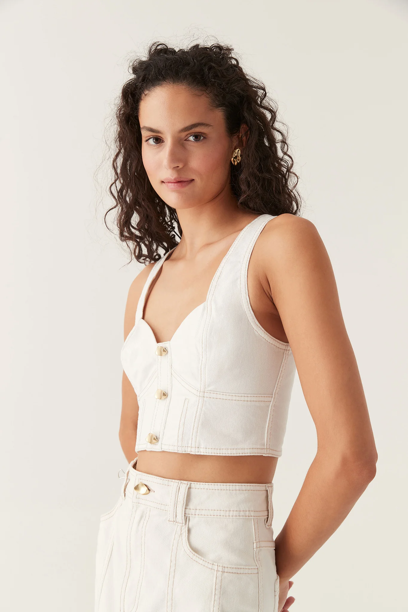 Elena Denim Cropped Bustier - Image 3