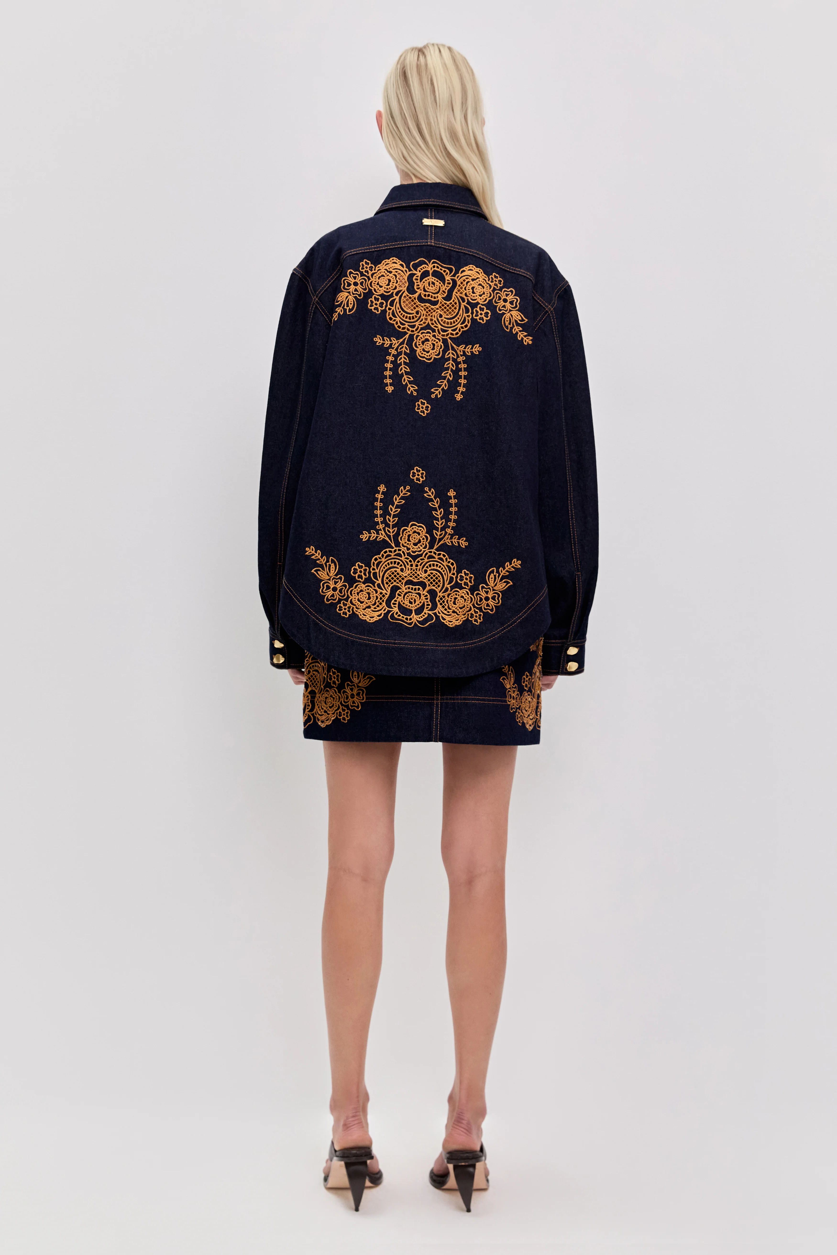 Elora Embroidered Denim Shirt - Image 6