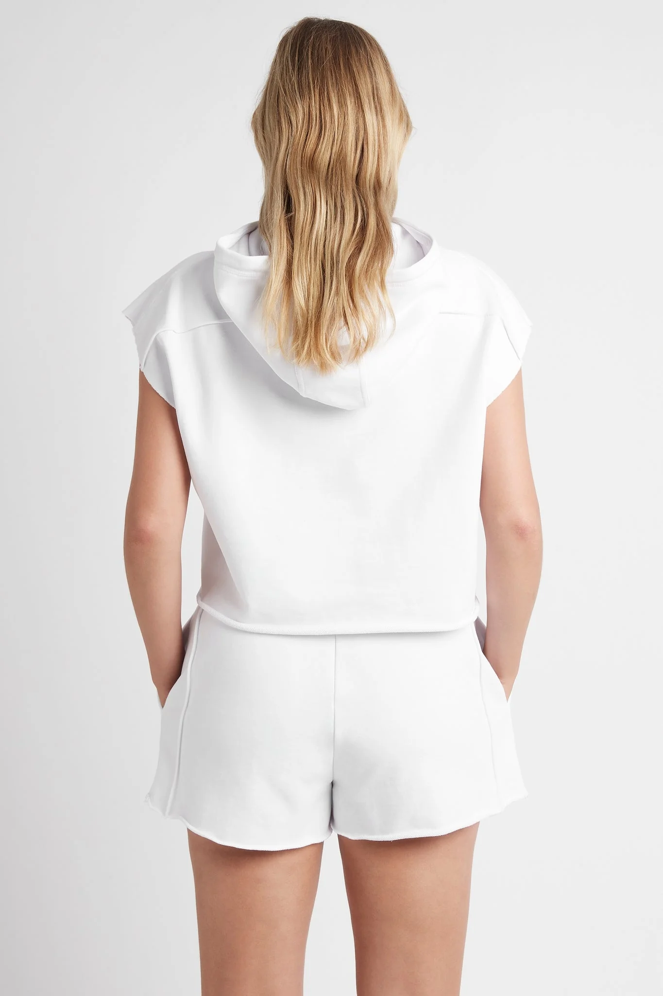 Embossed Classic Short Sleeve Cropped Hoodie 402 - Image 10