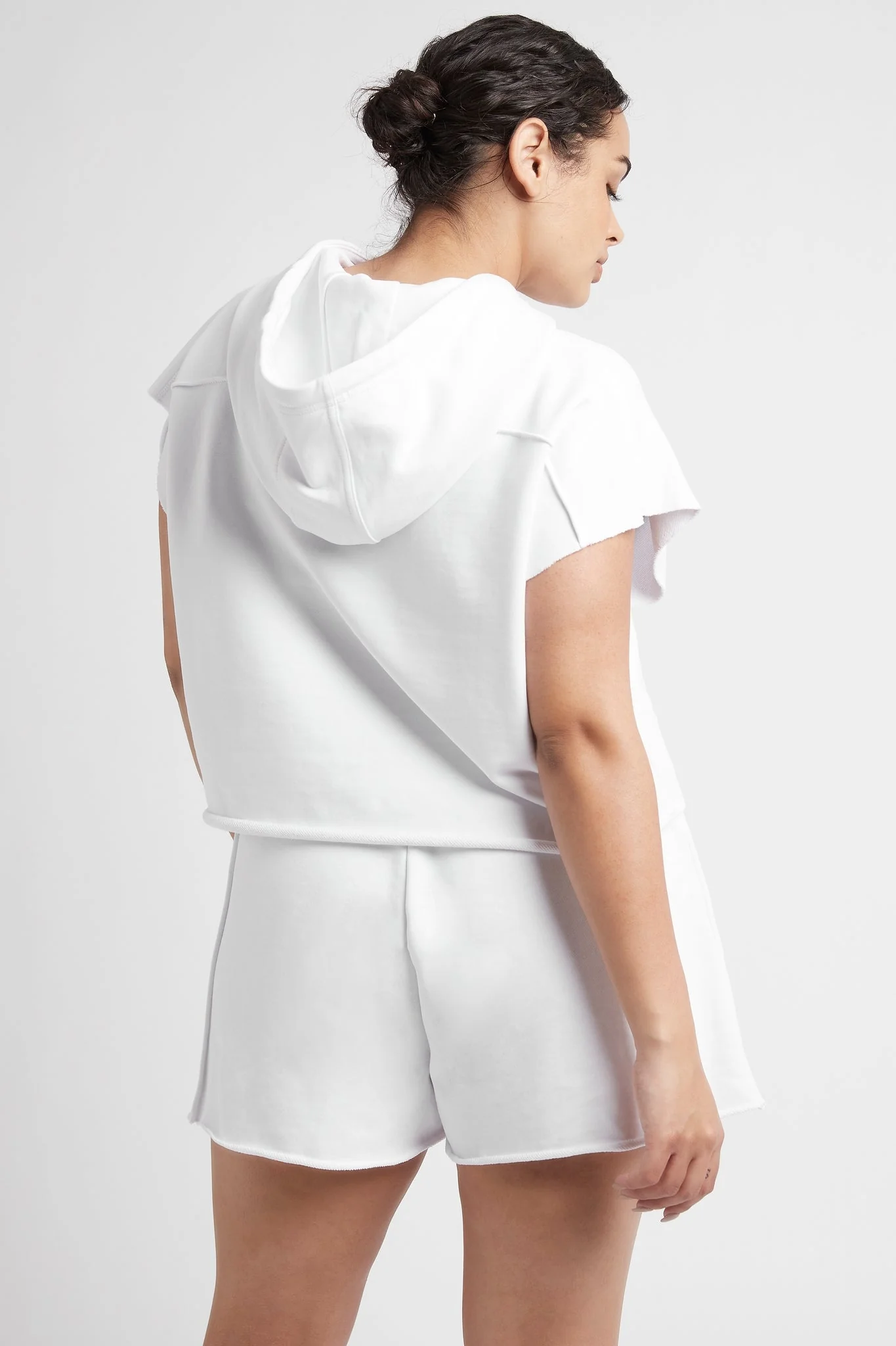 Embossed Classic Short Sleeve Cropped Hoodie 402 - Image 15
