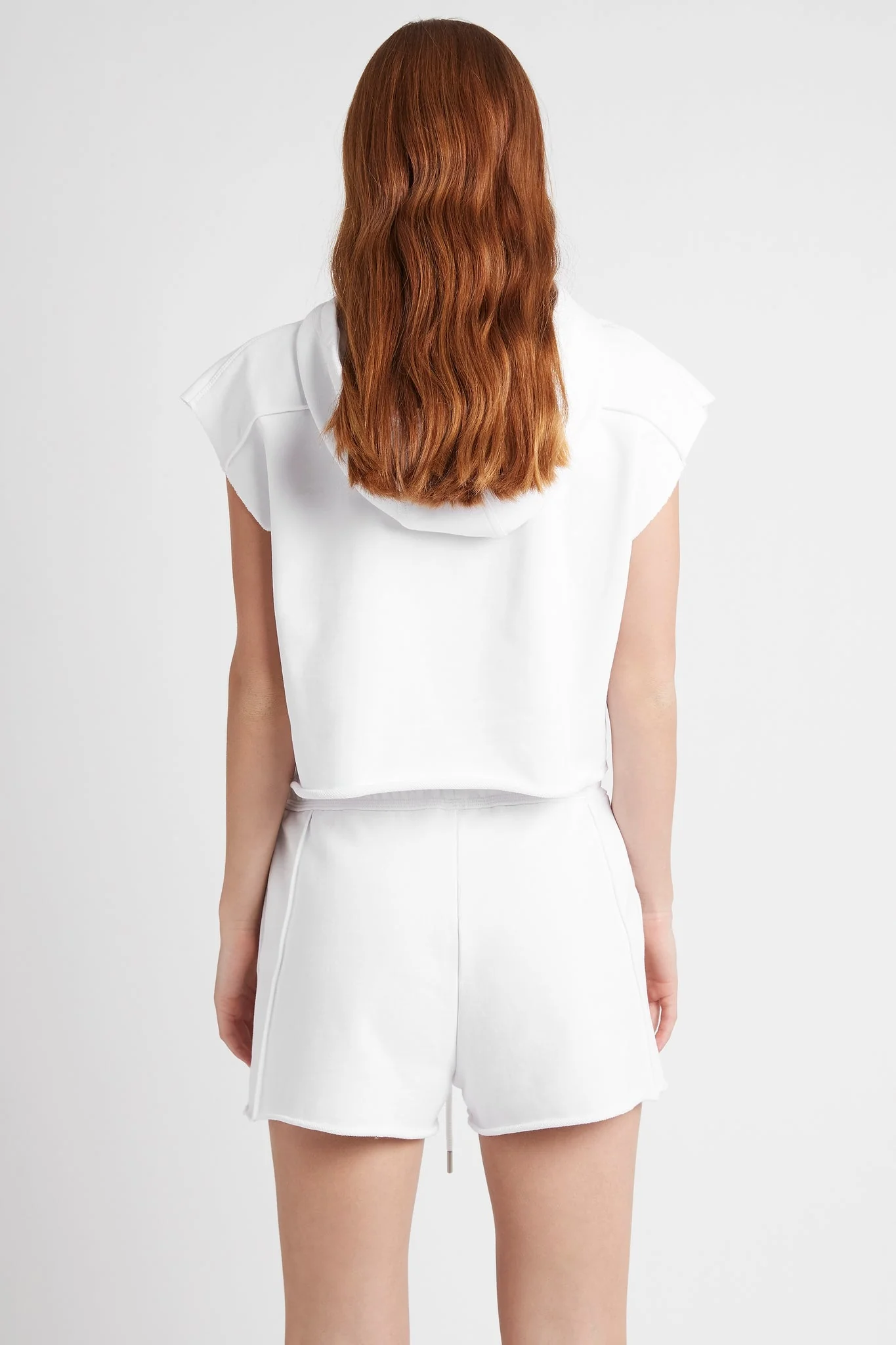 Embossed Classic Short Sleeve Cropped Hoodie 402 - Image 5