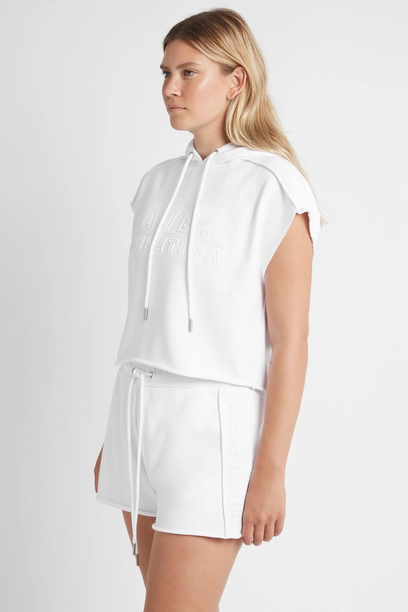 Embossed Classic Short Sleeve Cropped Hoodie 402 - Image 8