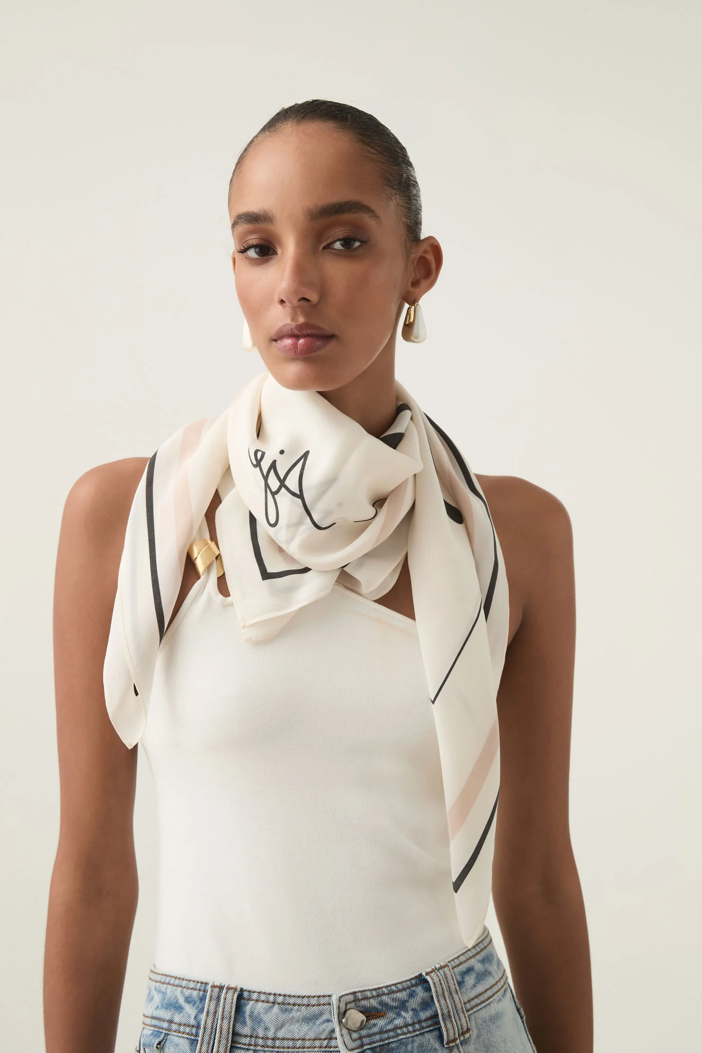 Emmy Silk Logo Scarf - Image 4