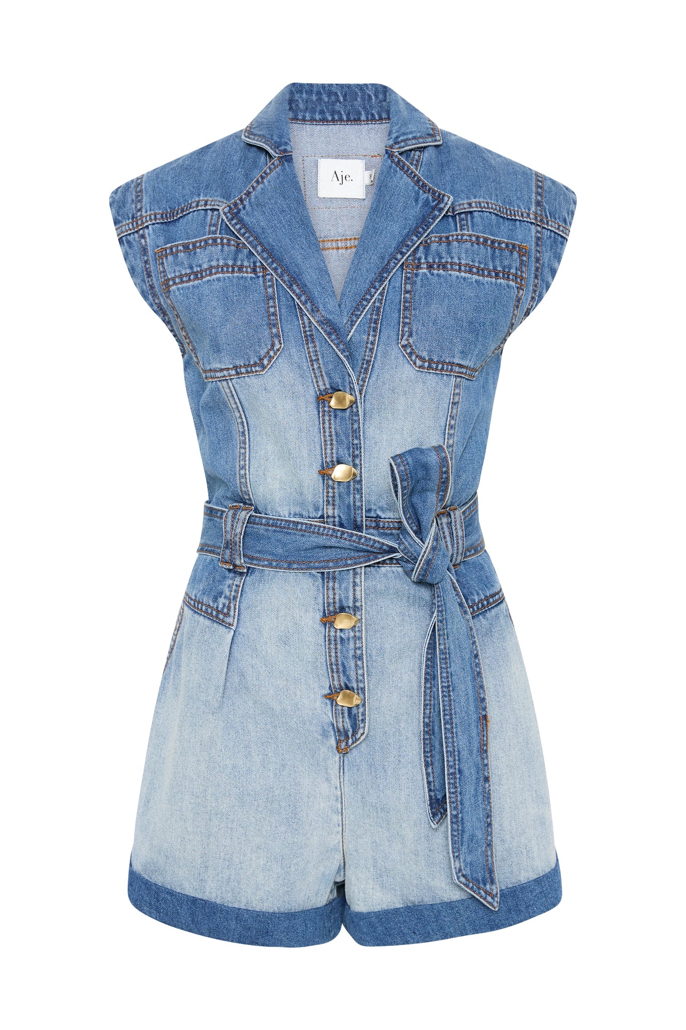 Ines Panelled Denim Playsuit - Image 3