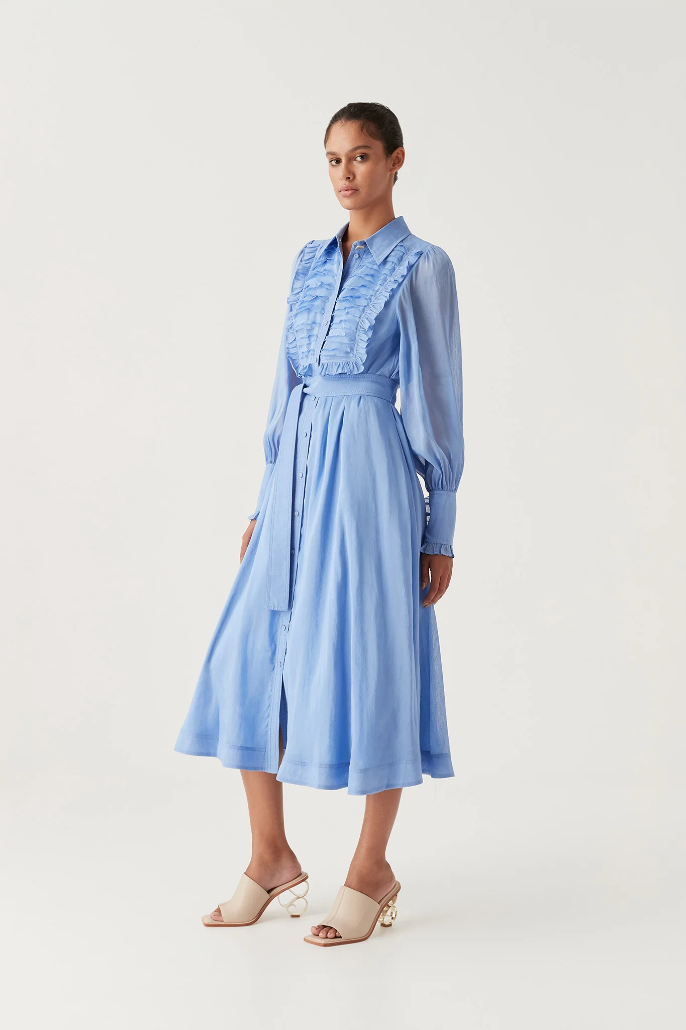 Iris Pleated Bib Midi Dress - Image 3