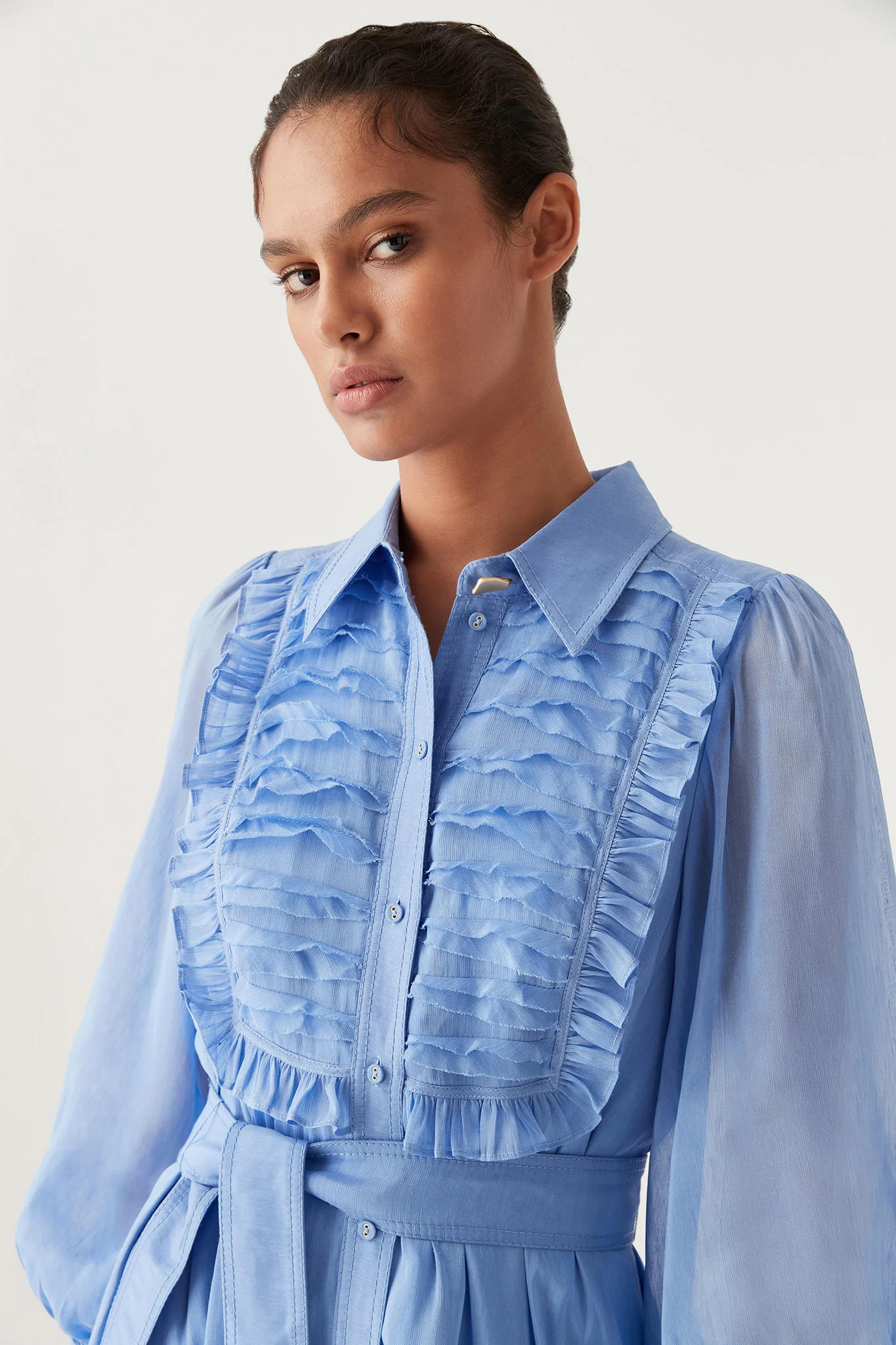 Iris Pleated Bib Midi Dress - Image 4