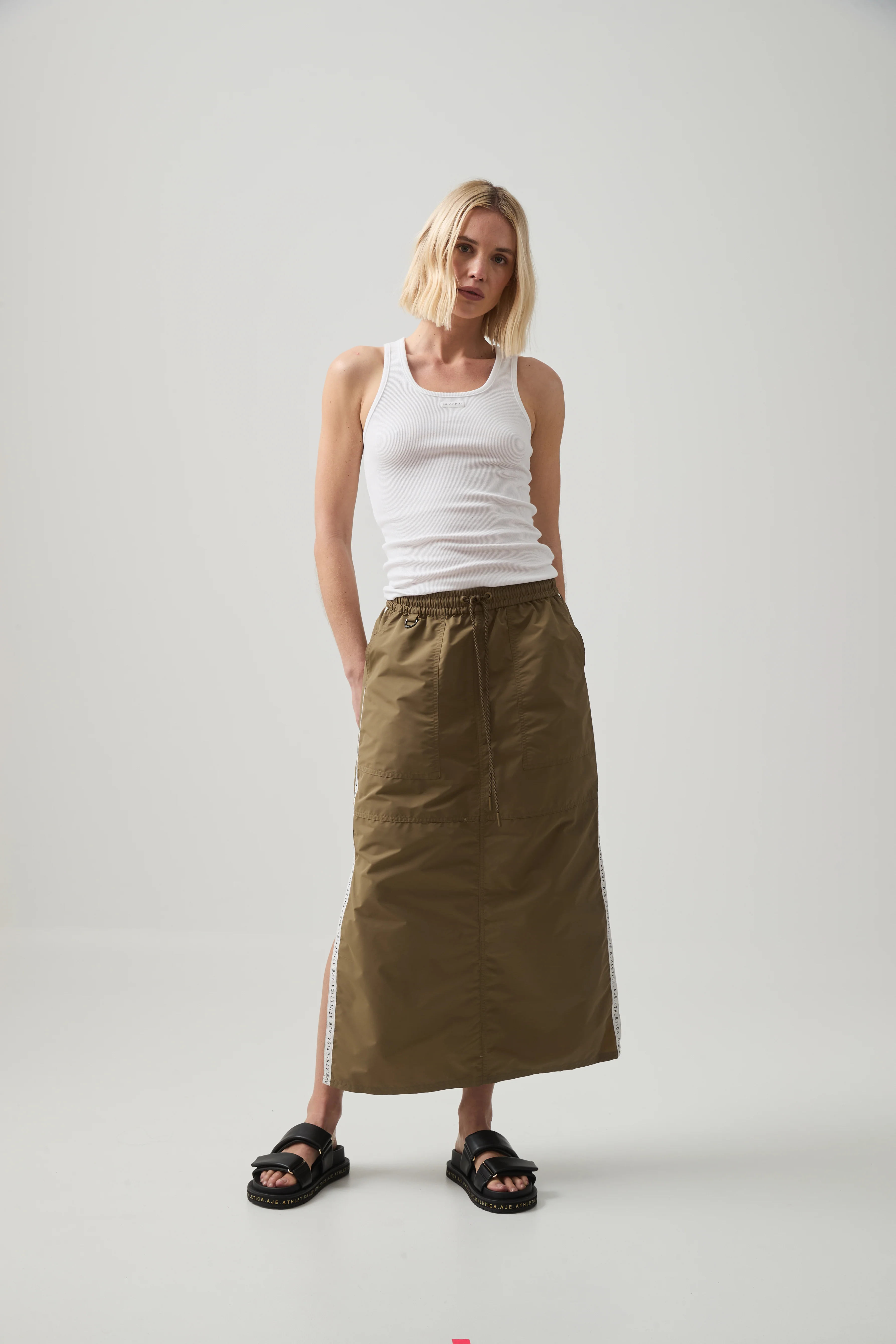 Logo Tape Spray Midi Skirt 647