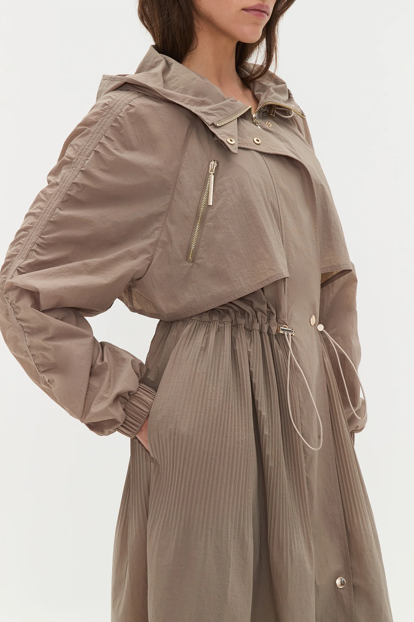 Longline Pleated Trench 703 - Image 4