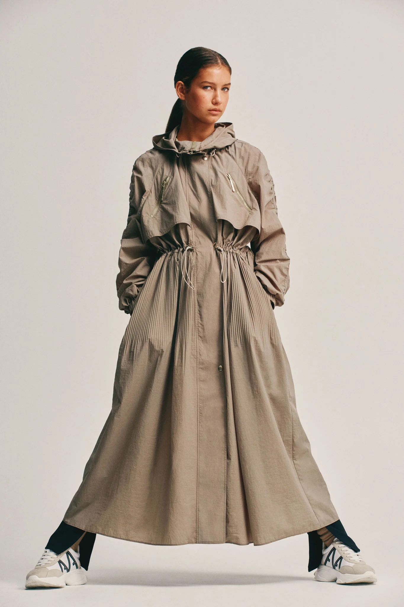 Longline Pleated Trench 703 - Image 7