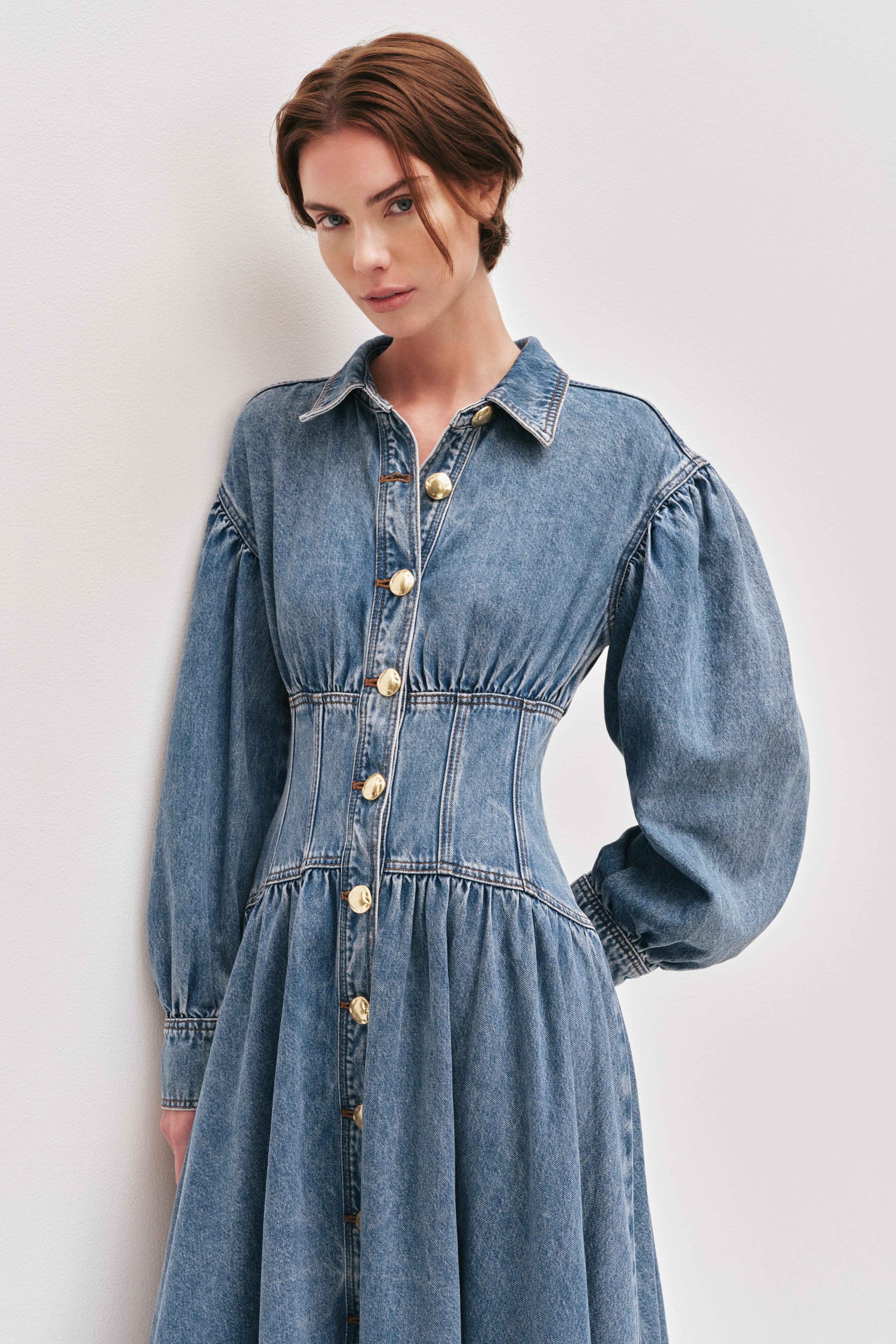 Lorraine Denim Midi Dress - Image 3