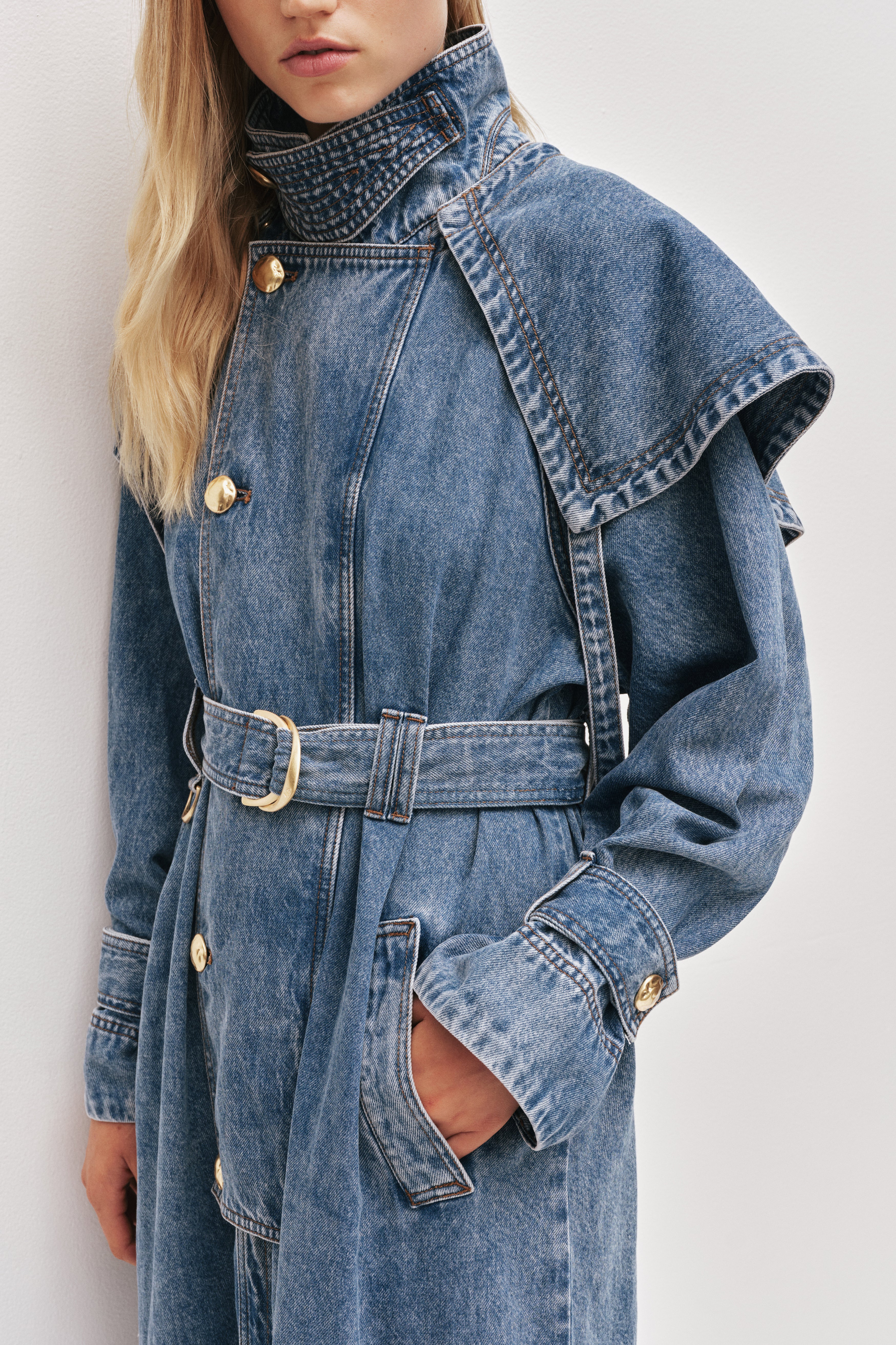 Lorraine Denim Trench Coat - Image 4