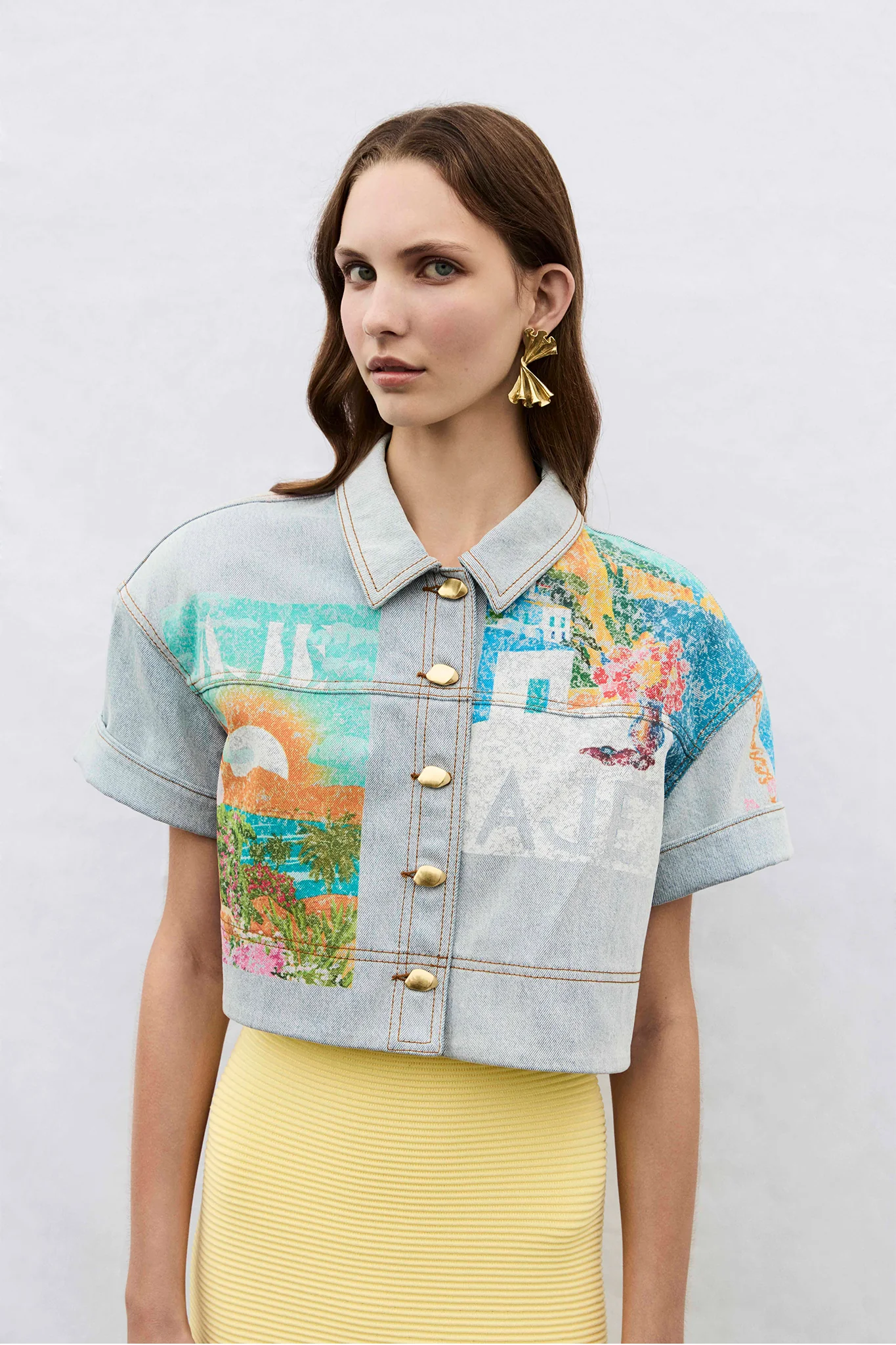 Mae Cropped Denim Shirt - Image 9