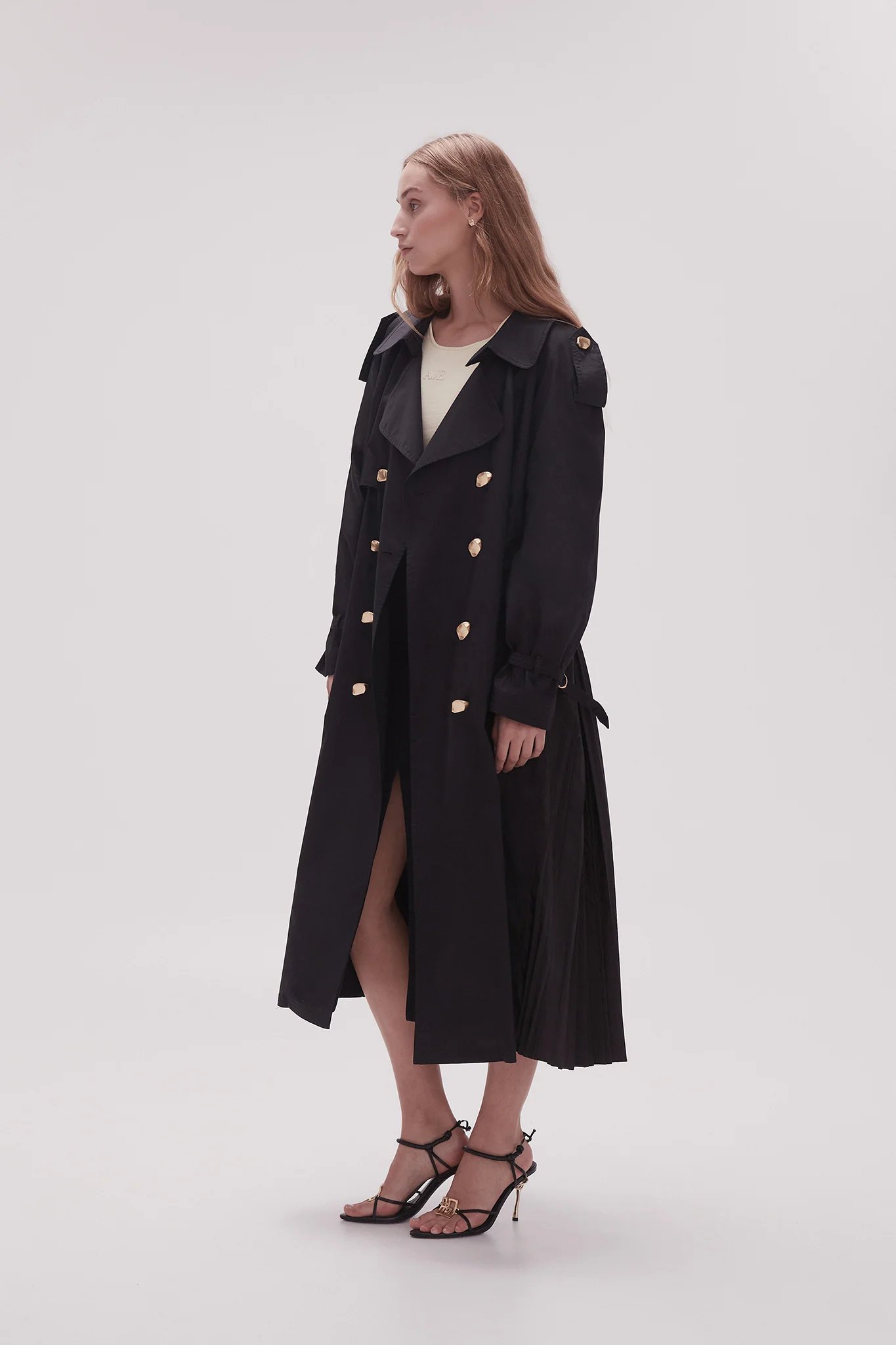 Prima Pleat Trench Coat - Image 3