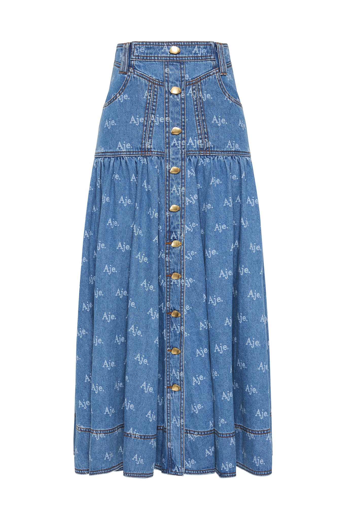 Ratio Logo Denim Midi Skirt - Image 2