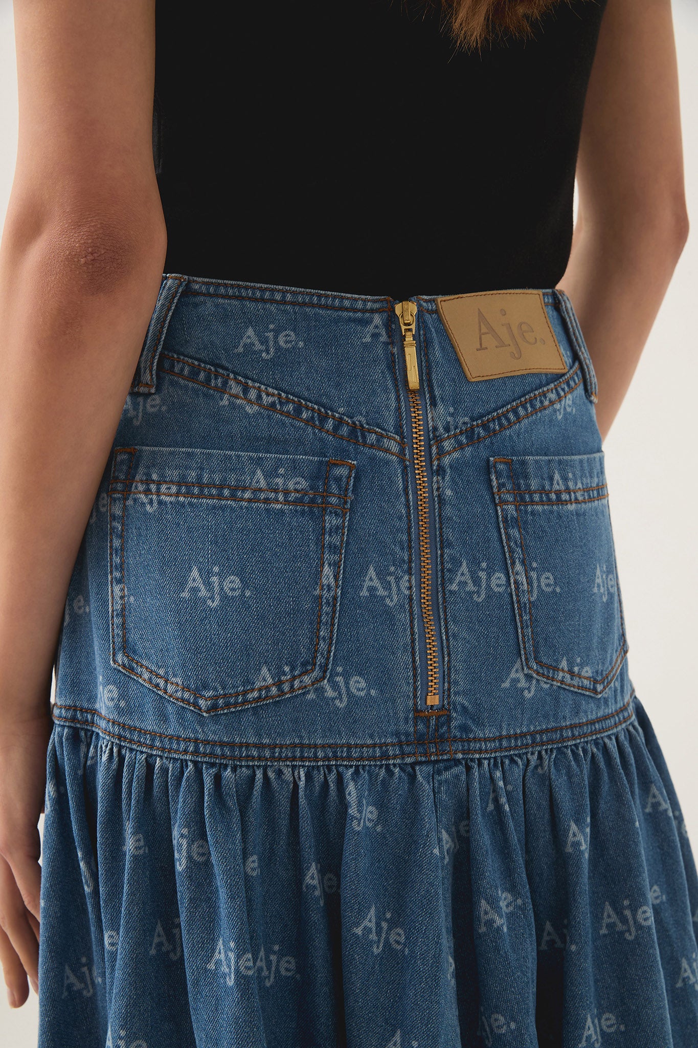 Ratio Logo Denim Midi Skirt - Image 4