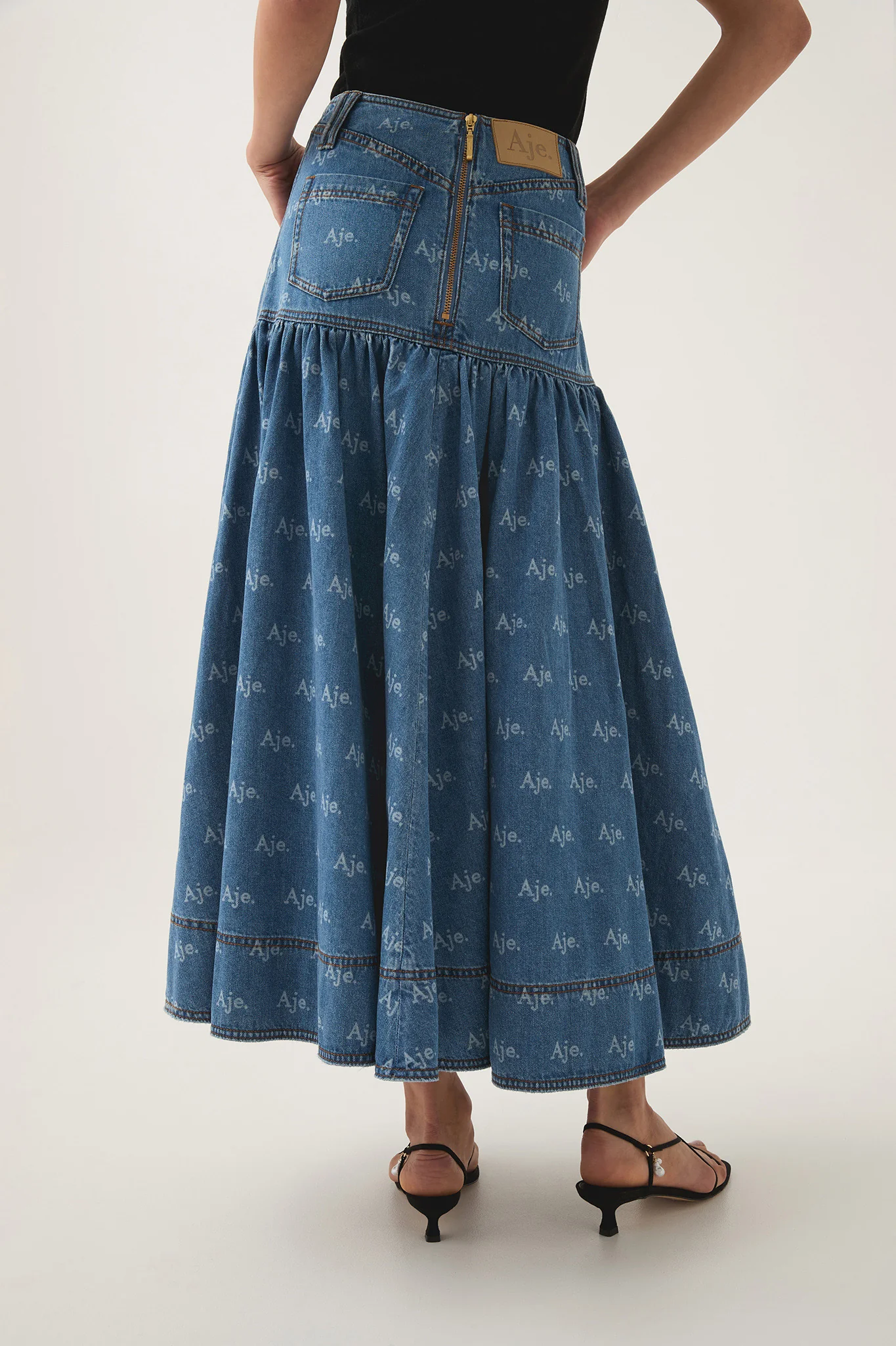 Ratio Logo Denim Midi Skirt - Image 5