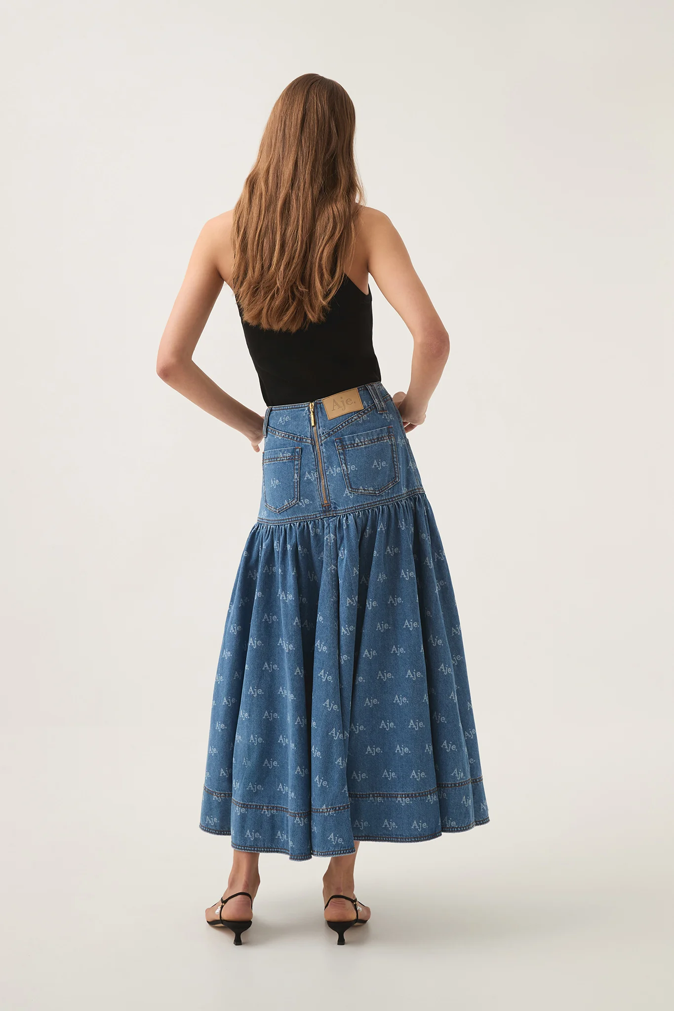 Ratio Logo Denim Midi Skirt - Image 6