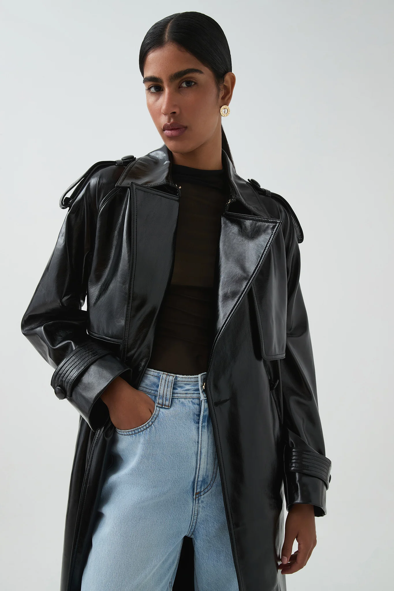 Raven Vegan Leather Trench - Image 6