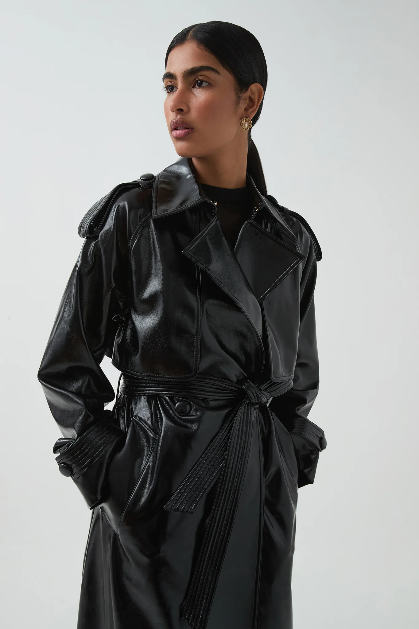 Raven Vegan Leather Trench - Image 7