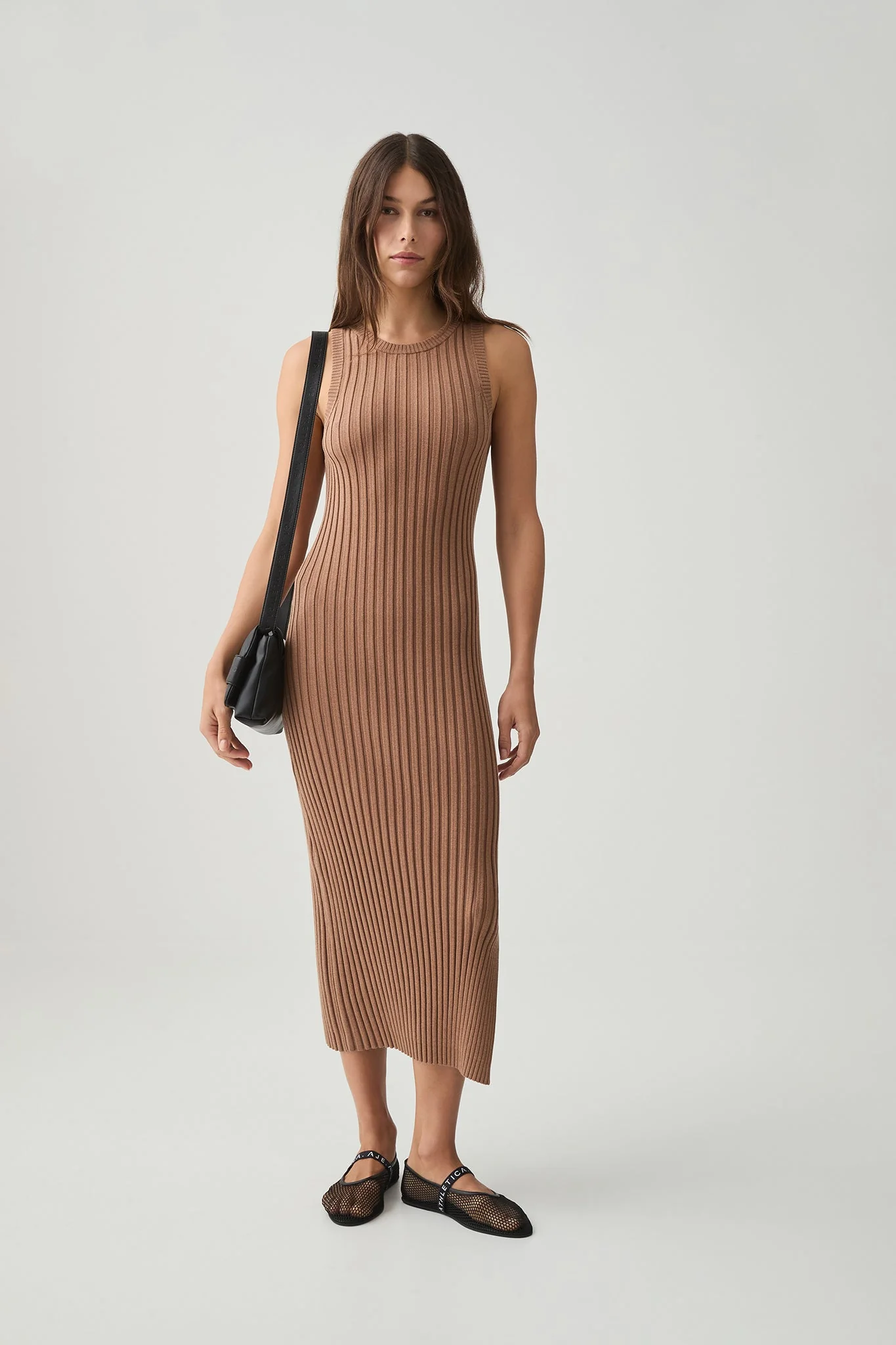 Rib Knit Hem Split Dress 816 - Image 3