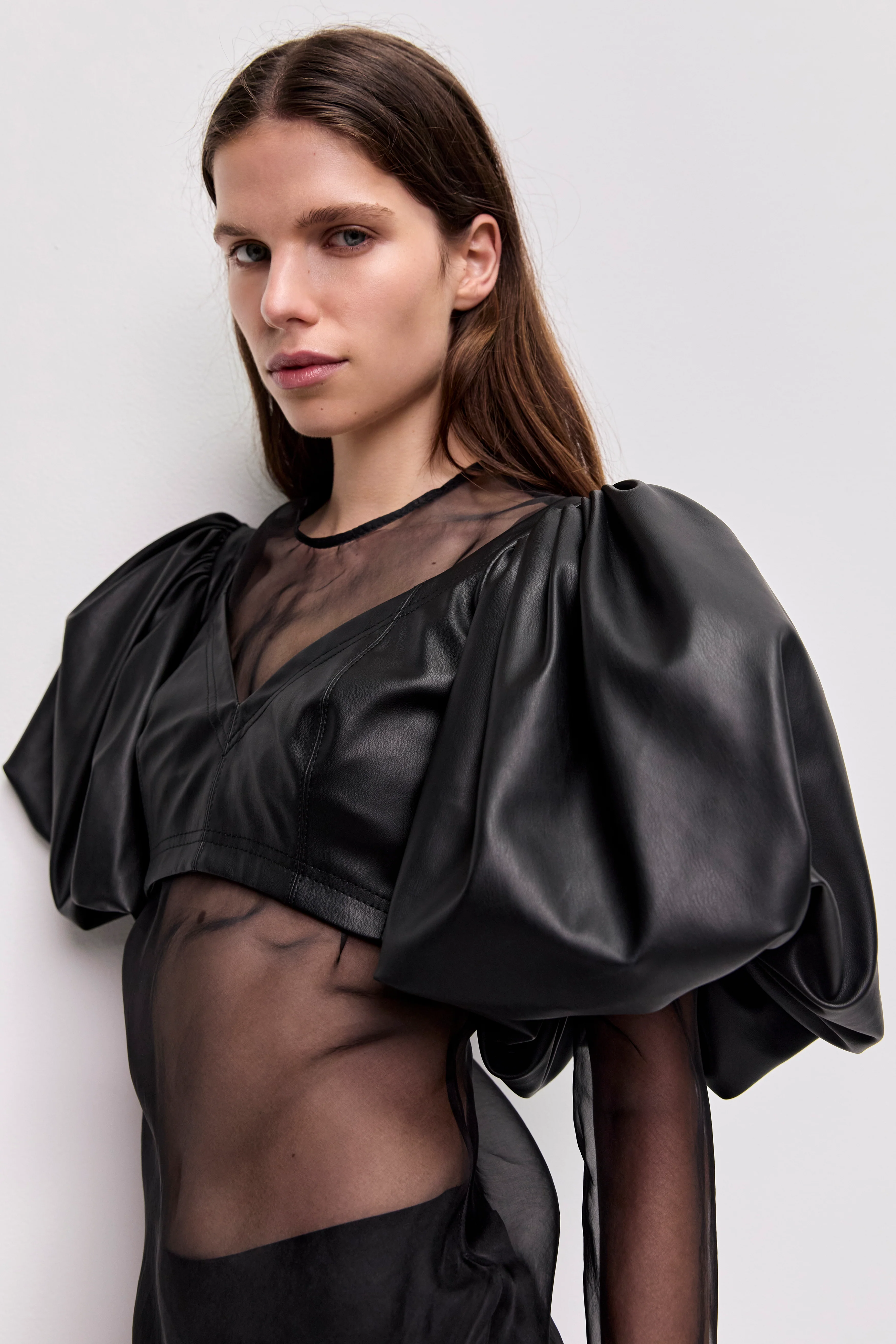 Spoken Puff Sleeve Crop Top - Image 4