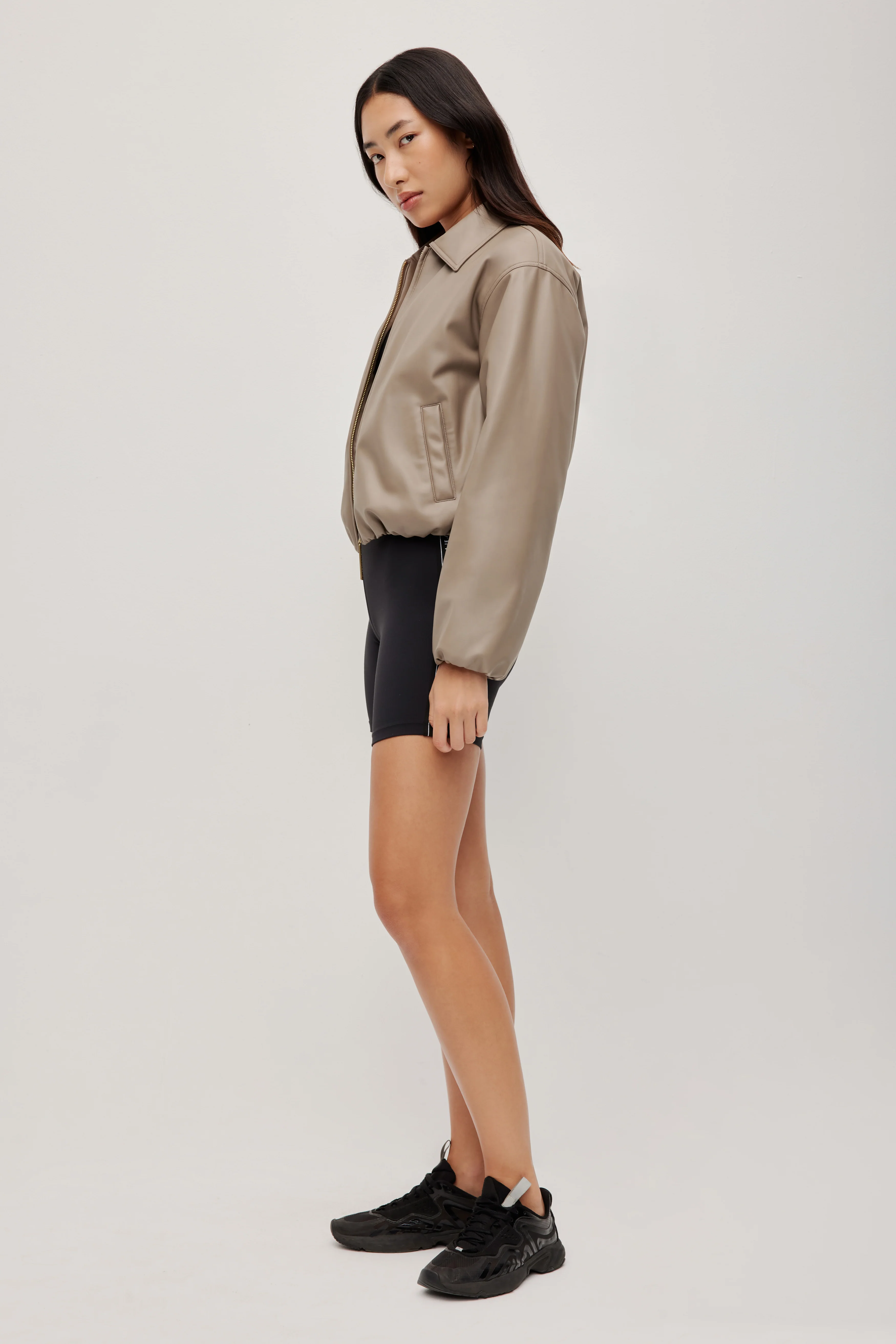 Vegan Leather Bomber Jacket - Image 11