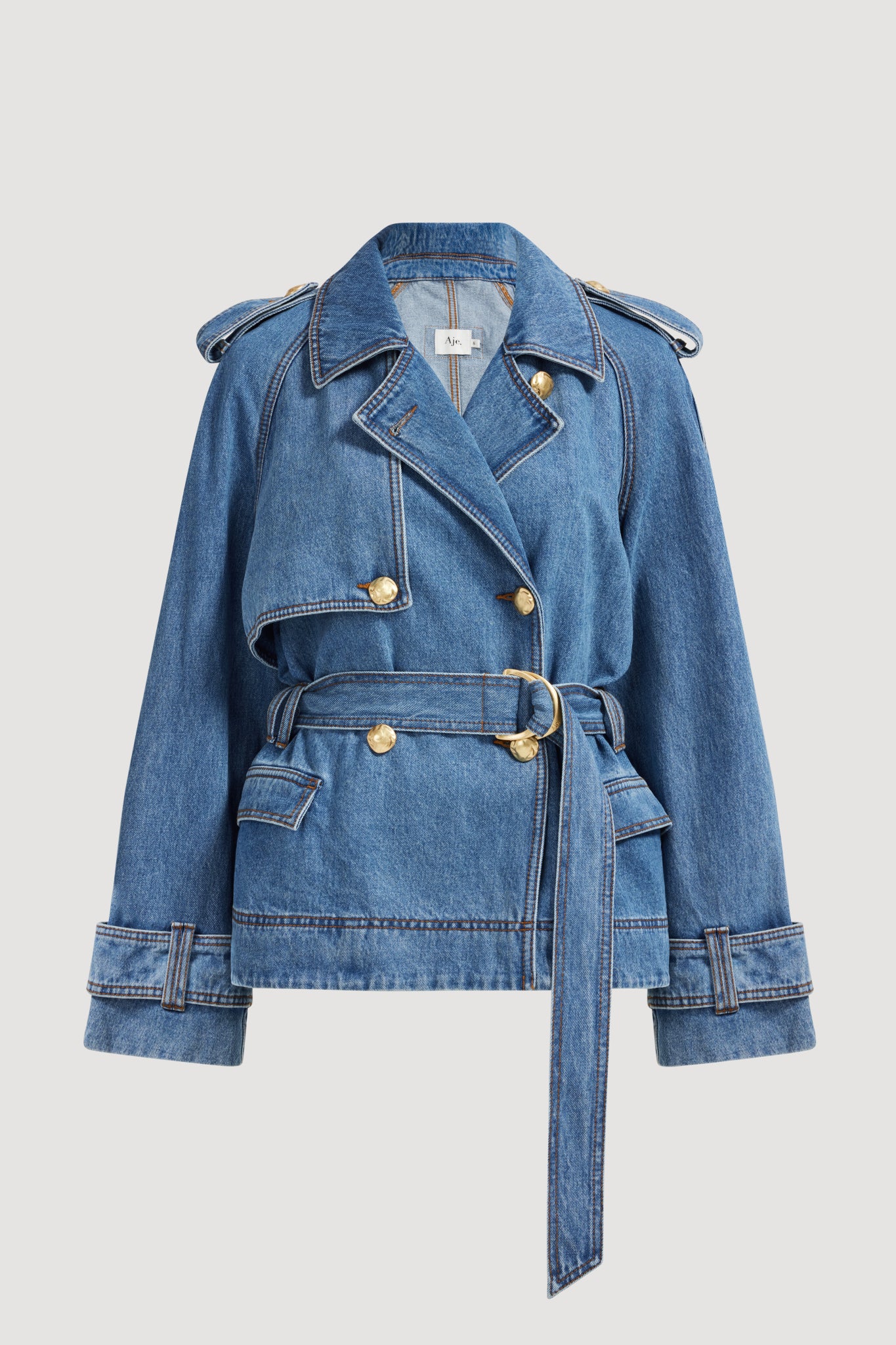 Voyage Cropped Denim Trench - Image 2